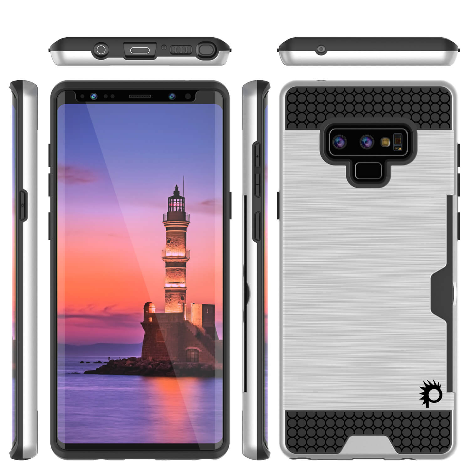 Galaxy Note 9 Case, PUNKcase [SLOT Series] Slim Fit  Samsung Note 9 [Silver]