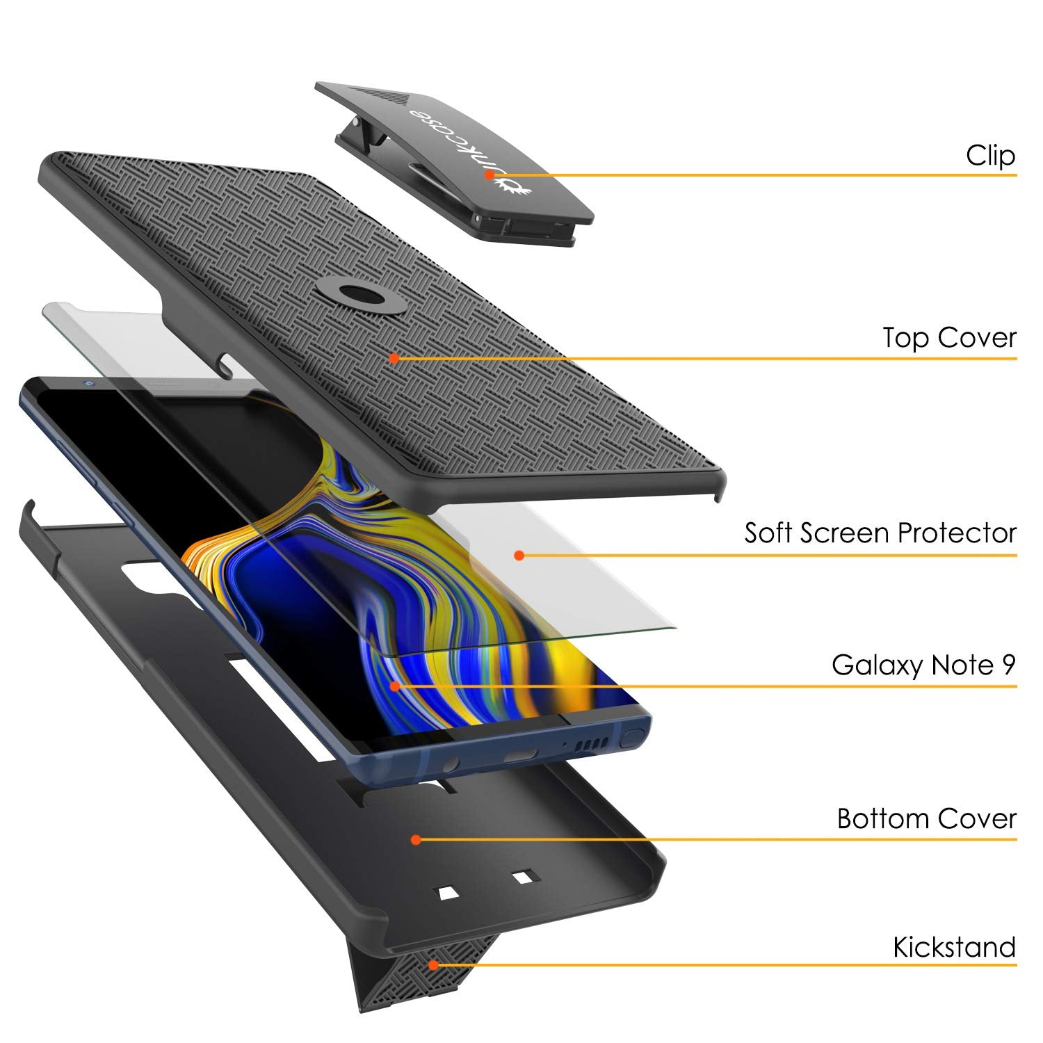 PunkCase Galaxy Note 9 Case with Screen Protector Holster Belt