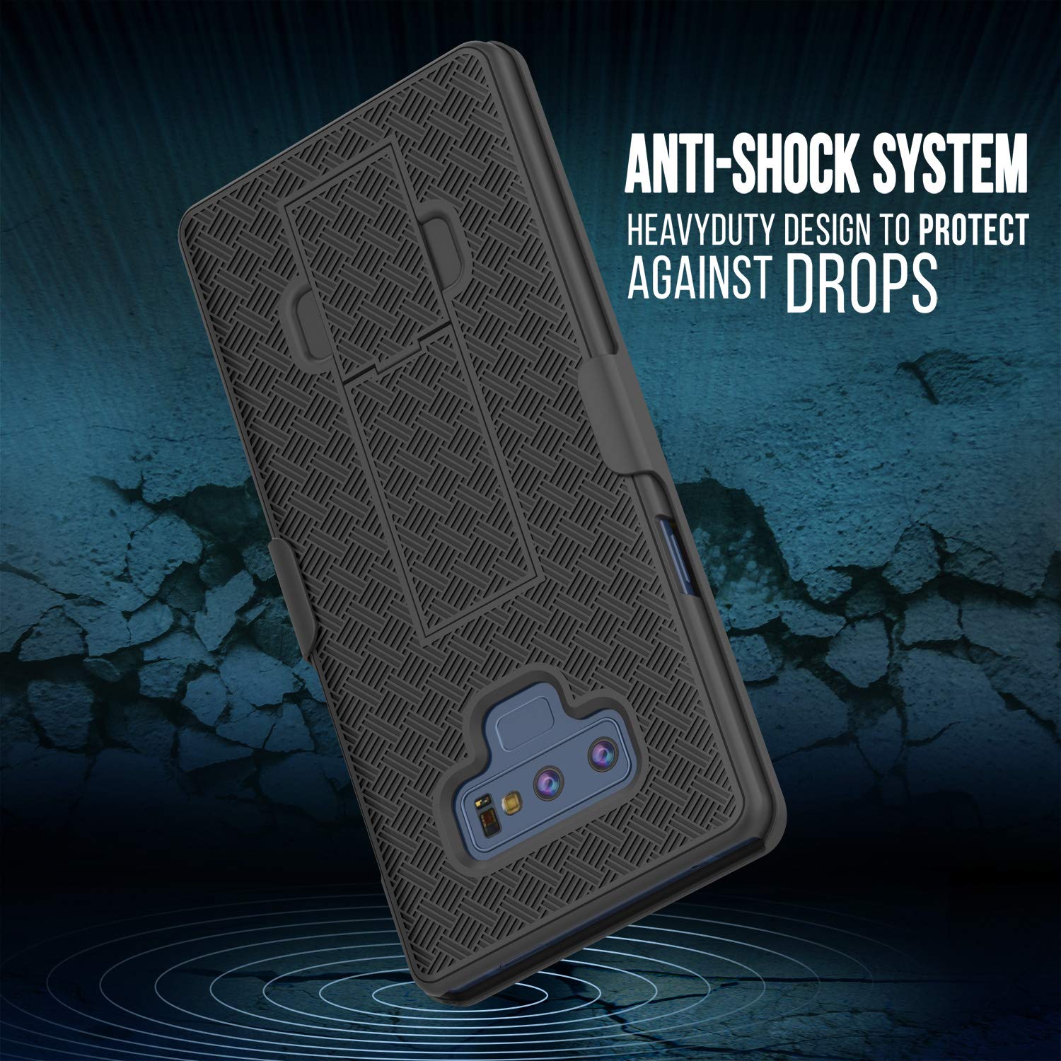 PunkCase Galaxy Note 9 Case with Screen Protector, Holster Belt Clip & Built-in Kickstand [Black]