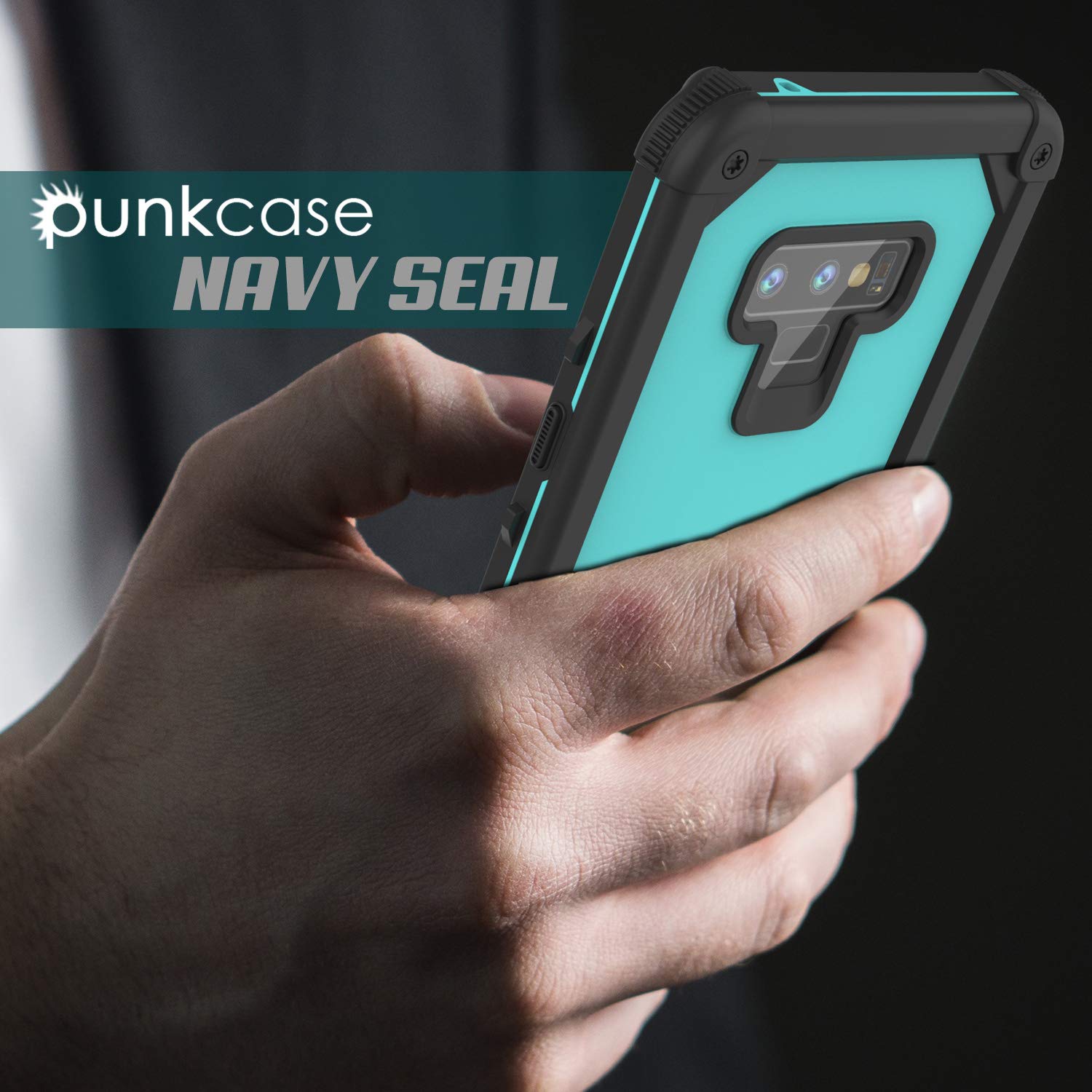 Punkcase Galaxy Note 9 Waterproof Case [Navy Seal Extreme Series] Armor Cover W/ Built In Screen Protector [Teal]