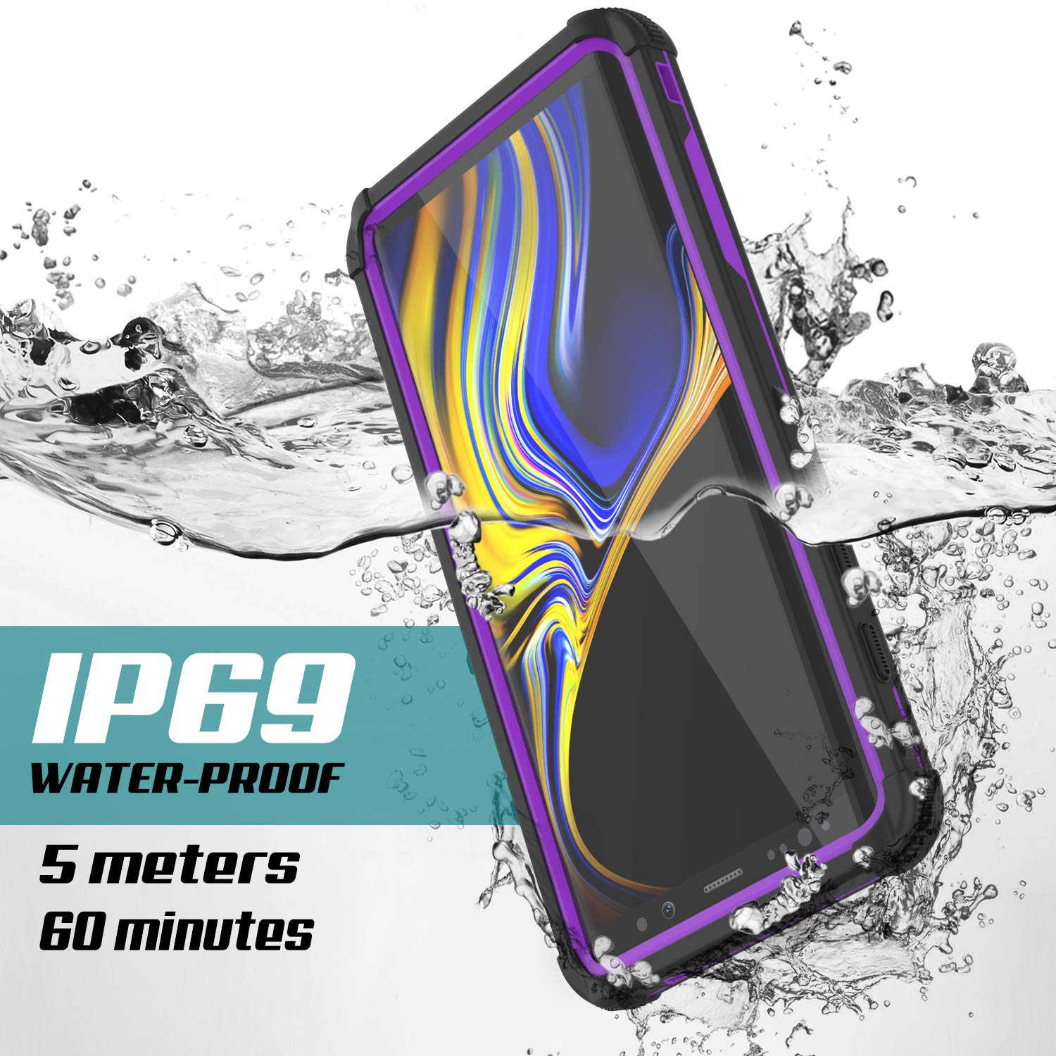 Punkcase Galaxy Note 9 Waterproof Case [Navy Seal Extreme Series] Armor Cover W/ Built In Screen Protector [Purple]