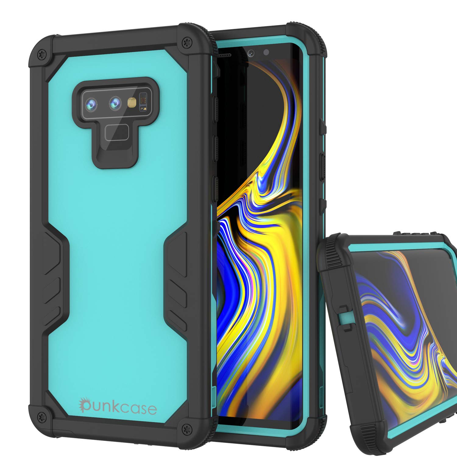 Punkcase Galaxy Note 9 Waterproof Case [Navy Seal Extreme Series] Armor Cover W/ Built In Screen Protector [Teal]
