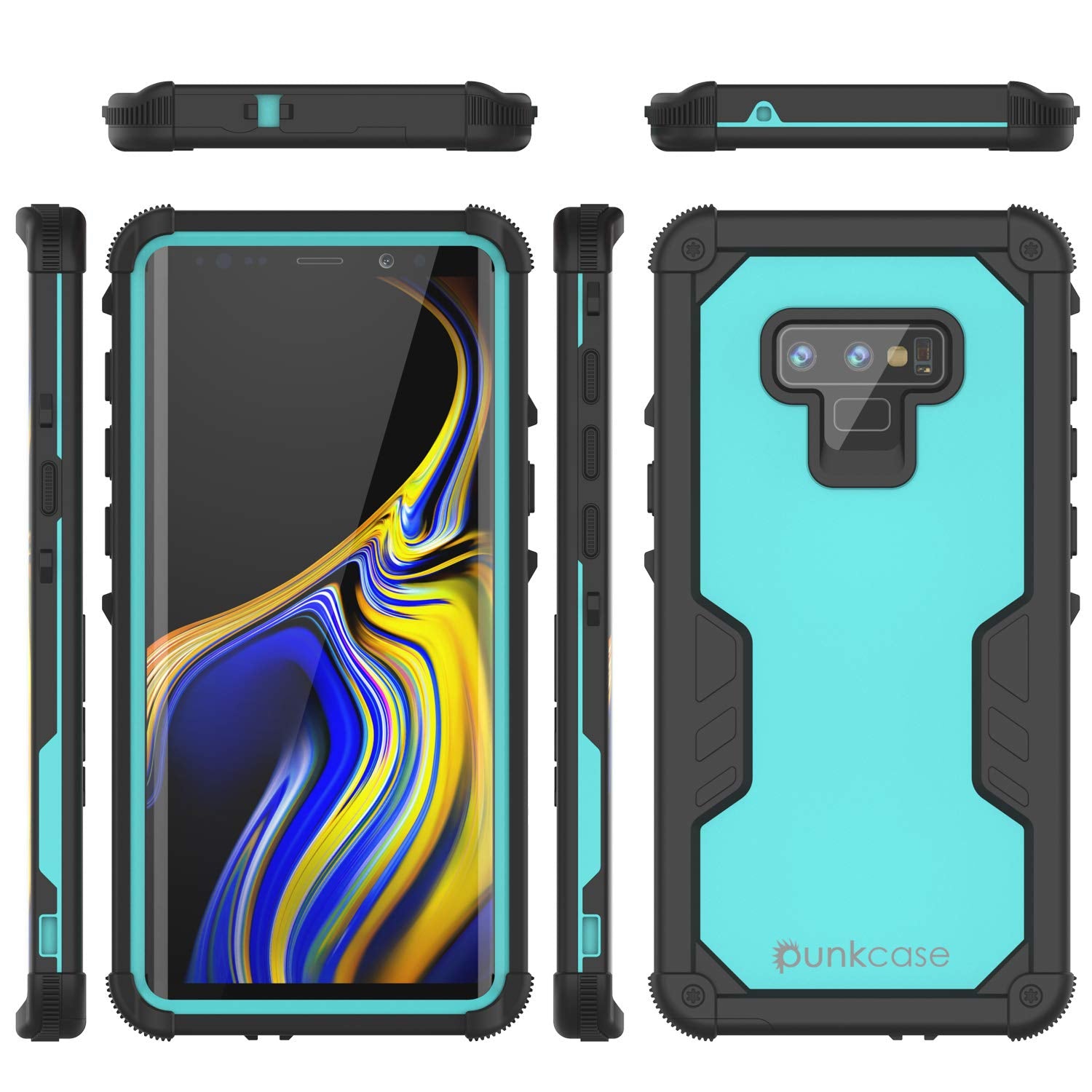 Punkcase Galaxy Note 9 Waterproof Case [Navy Seal Extreme Series] Armor Cover W/ Built In Screen Protector [Teal]