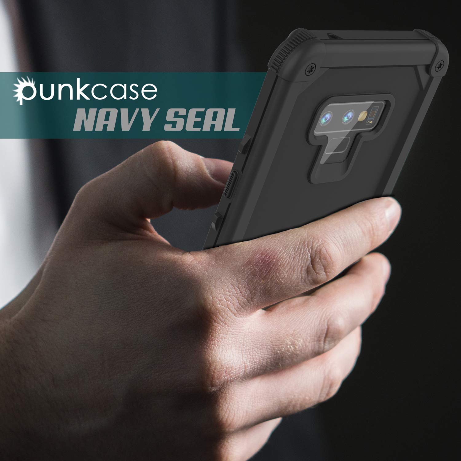 Punkcase Galaxy Note 9 Waterproof Case [Navy Seal Extreme Series] Armor Cover W/ Built In Screen Protector [Black]