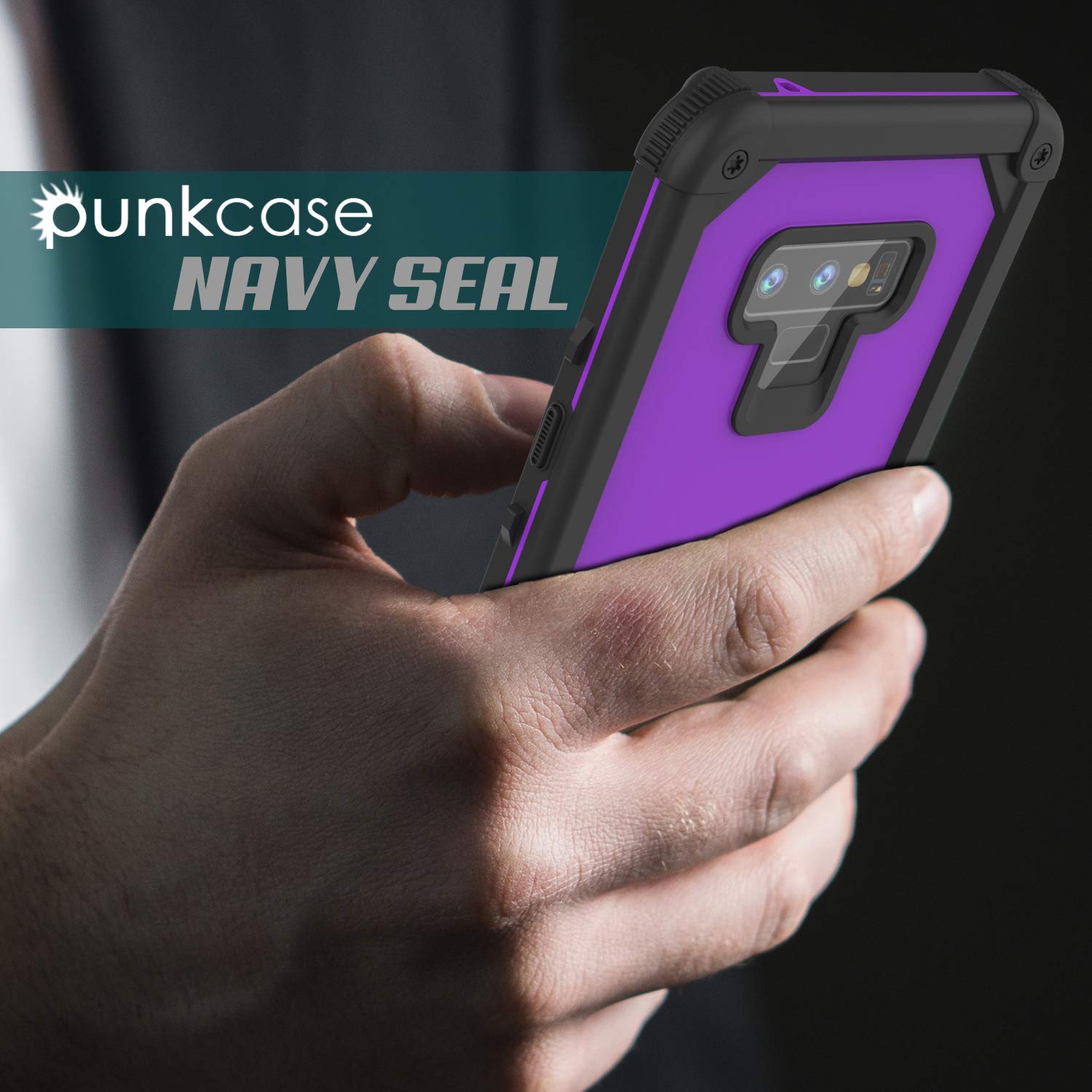 Punkcase Galaxy Note 9 Waterproof Case [Navy Seal Extreme Series] Armor Cover W/ Built In Screen Protector [Purple]