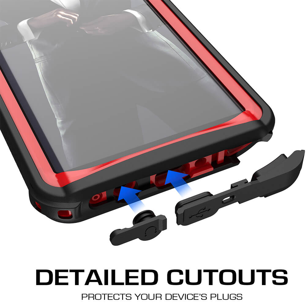 Galaxy Note 9, Ghostek Nautical Waterproof Case Full Body TPU Cover [Shockproof] | Red