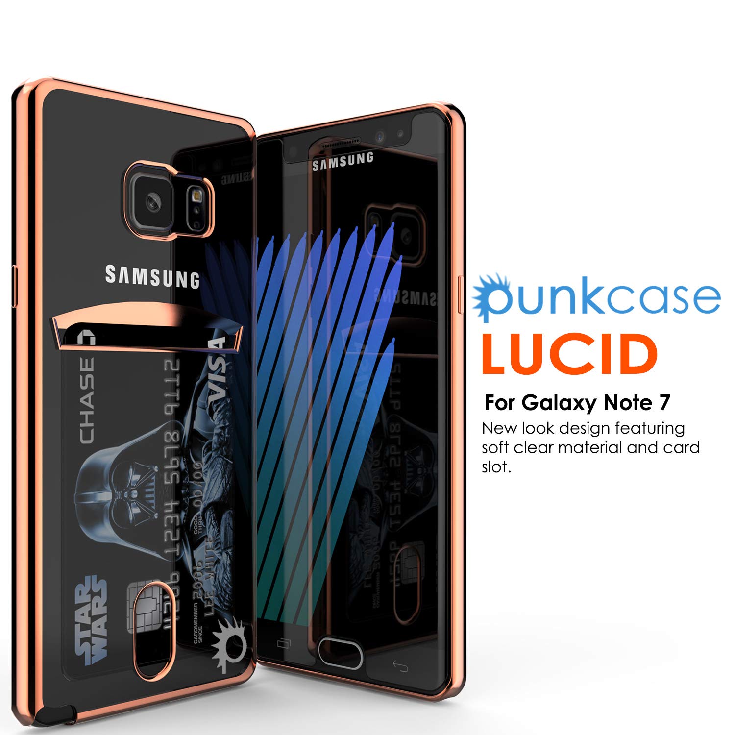 Galaxy Note FE Case, PUNKCASE® LUCID Rose Gold Series | Card Slot | SHIELD Screen Protector | Ultra fit