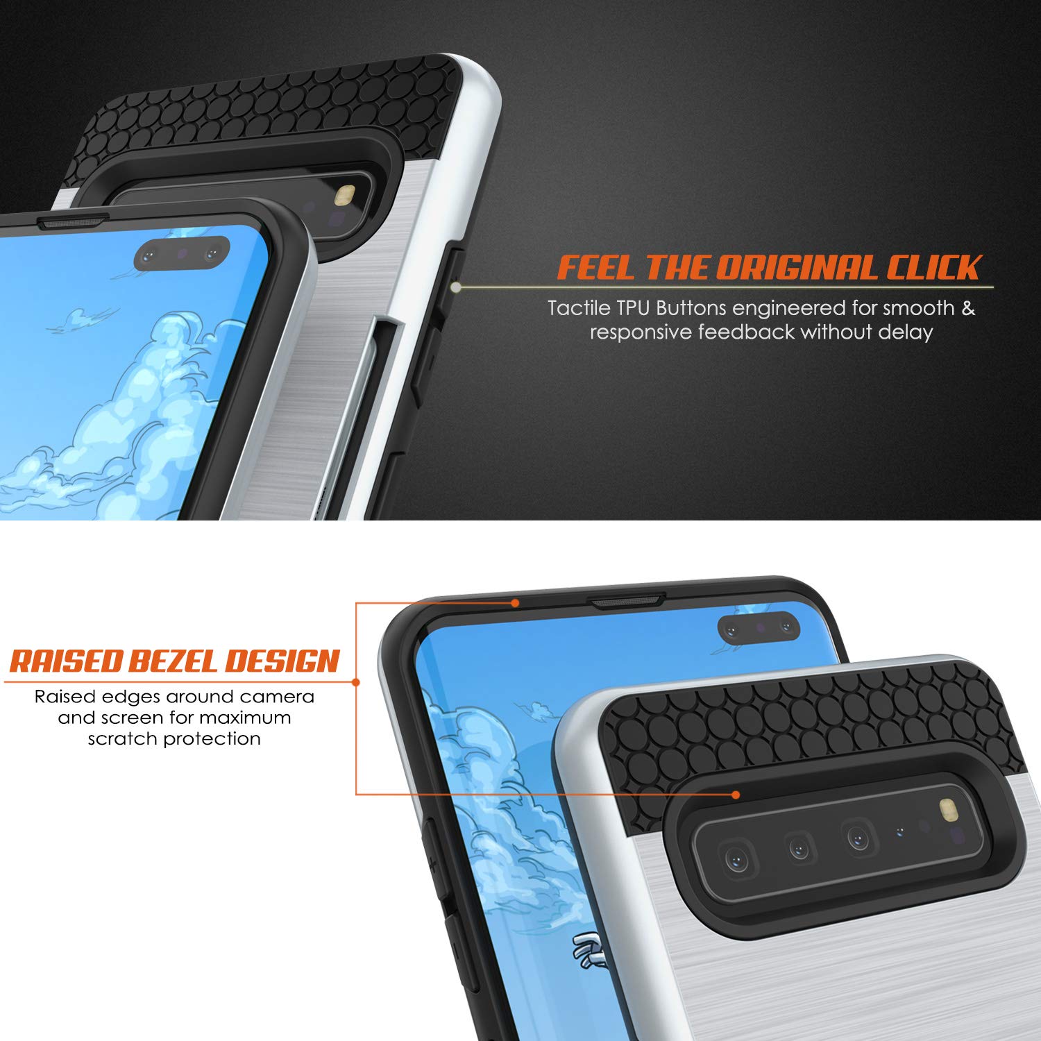 Galaxy S10 5G  Case, PUNKcase [SLOT Series] [Slim Fit] Dual-Layer Armor Cover w/Integrated Anti-Shock System, Credit Card Slot [White]