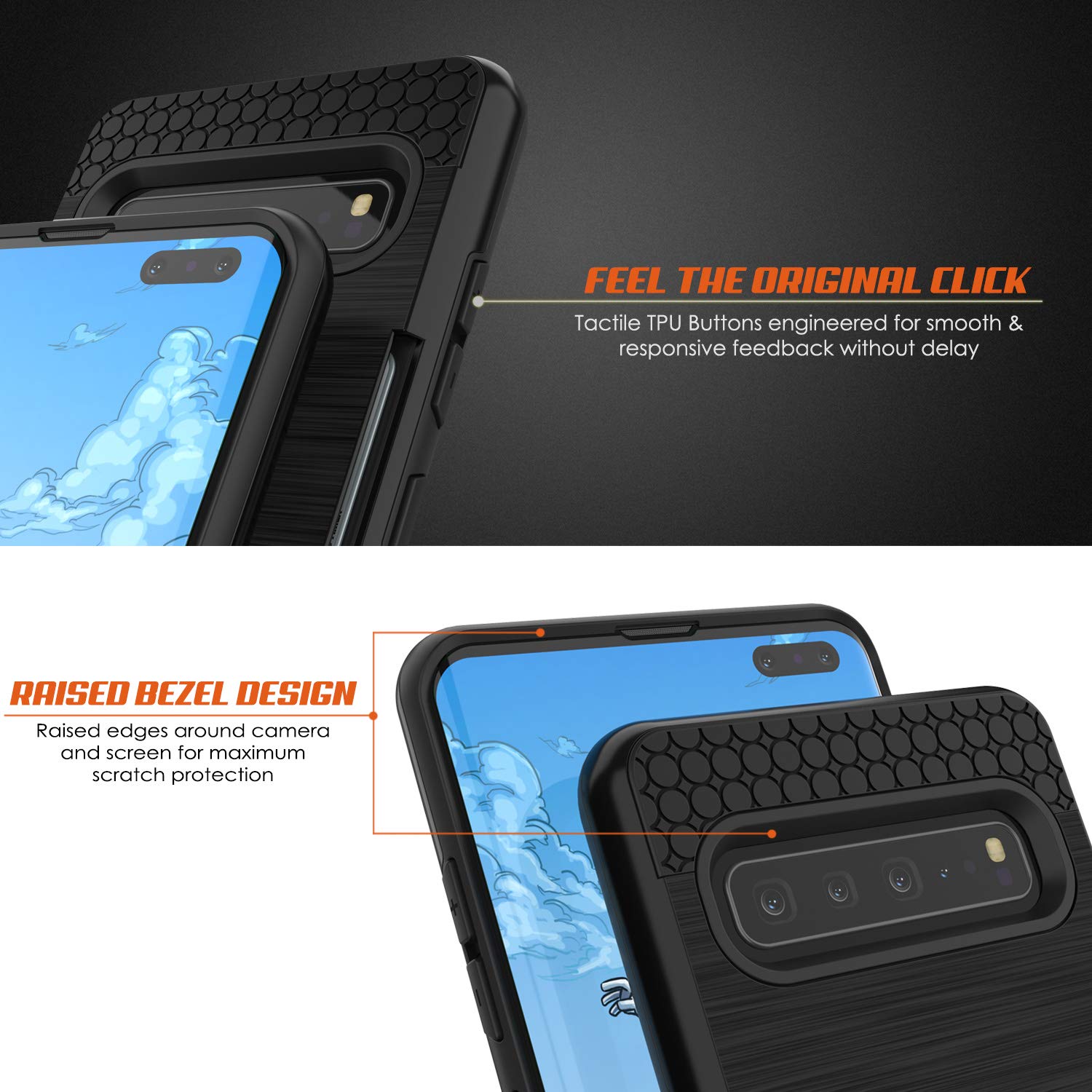 Galaxy S10 5G  Case, PUNKcase [SLOT Series] [Slim Fit] Dual-Layer Armor Cover w/Integrated Anti-Shock System, Credit Card Slot [Black]