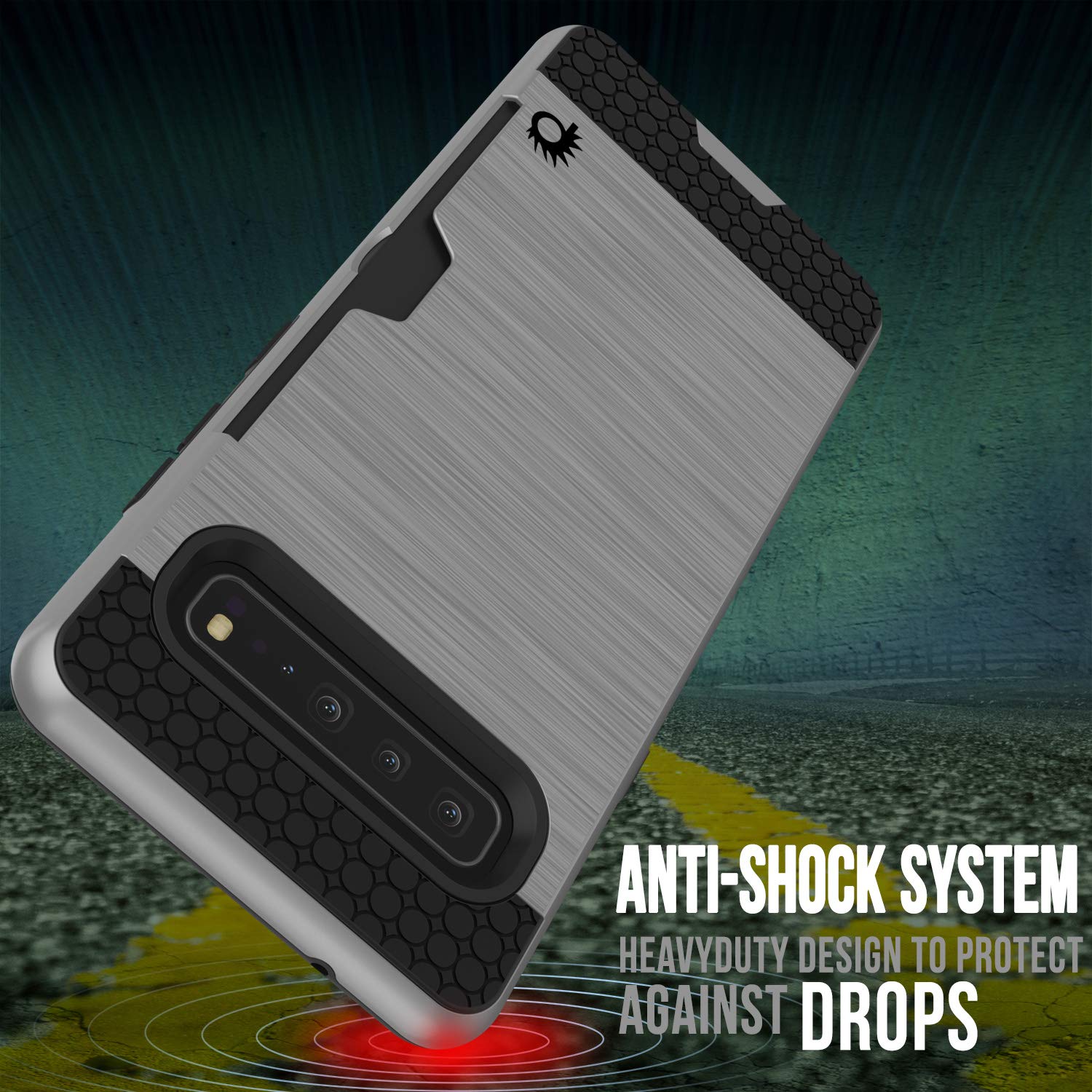 Galaxy S10 5G  Case, PUNKcase [SLOT Series] [Slim Fit] Dual-Layer Armor Cover w/Integrated Anti-Shock System, Credit Card Slot [Silver]