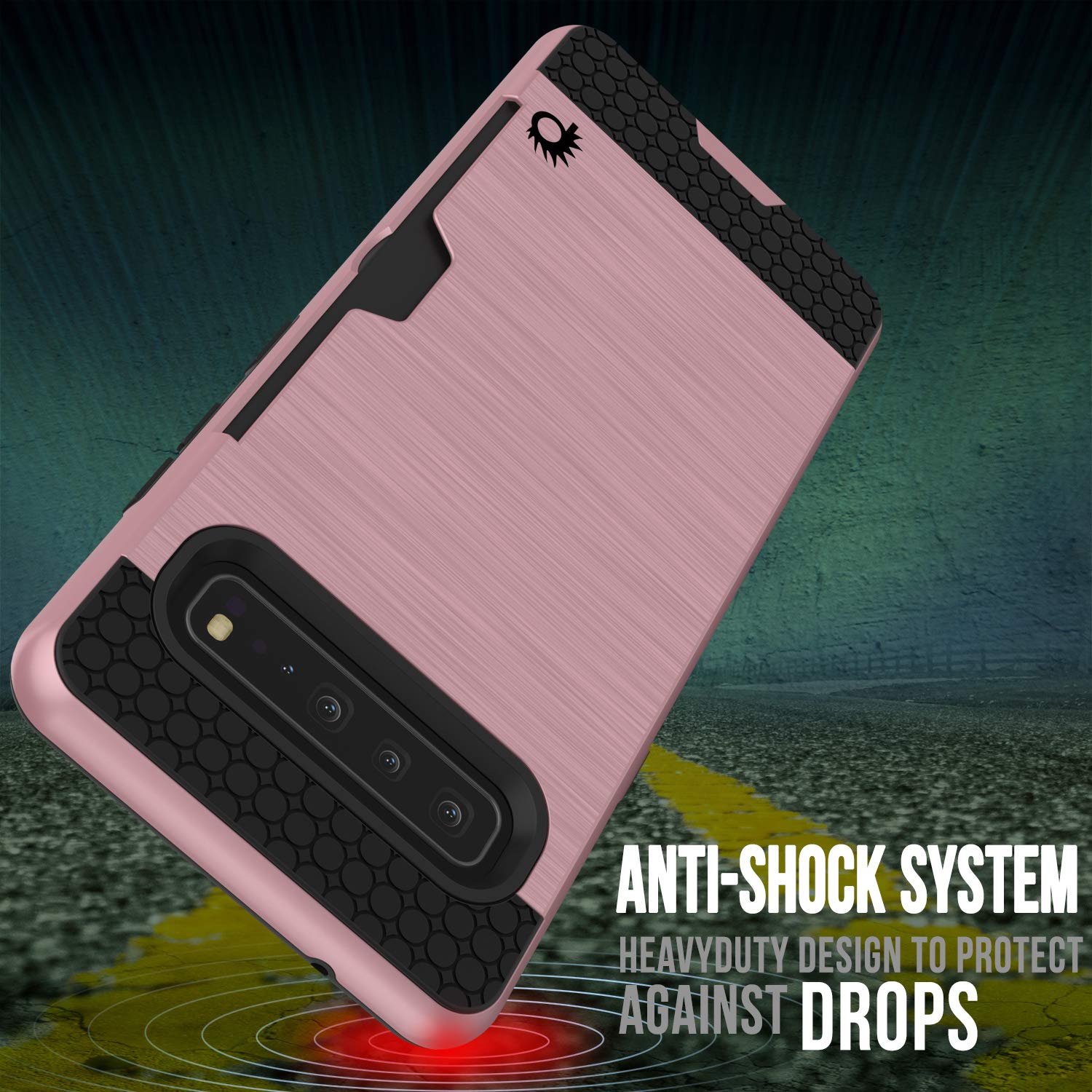 Galaxy S10 5G  Case, PUNKcase [SLOT Series] [Slim Fit] Dual-Layer Armor Cover w/Integrated Anti-Shock System, Credit Card Slot [Rose Gold]