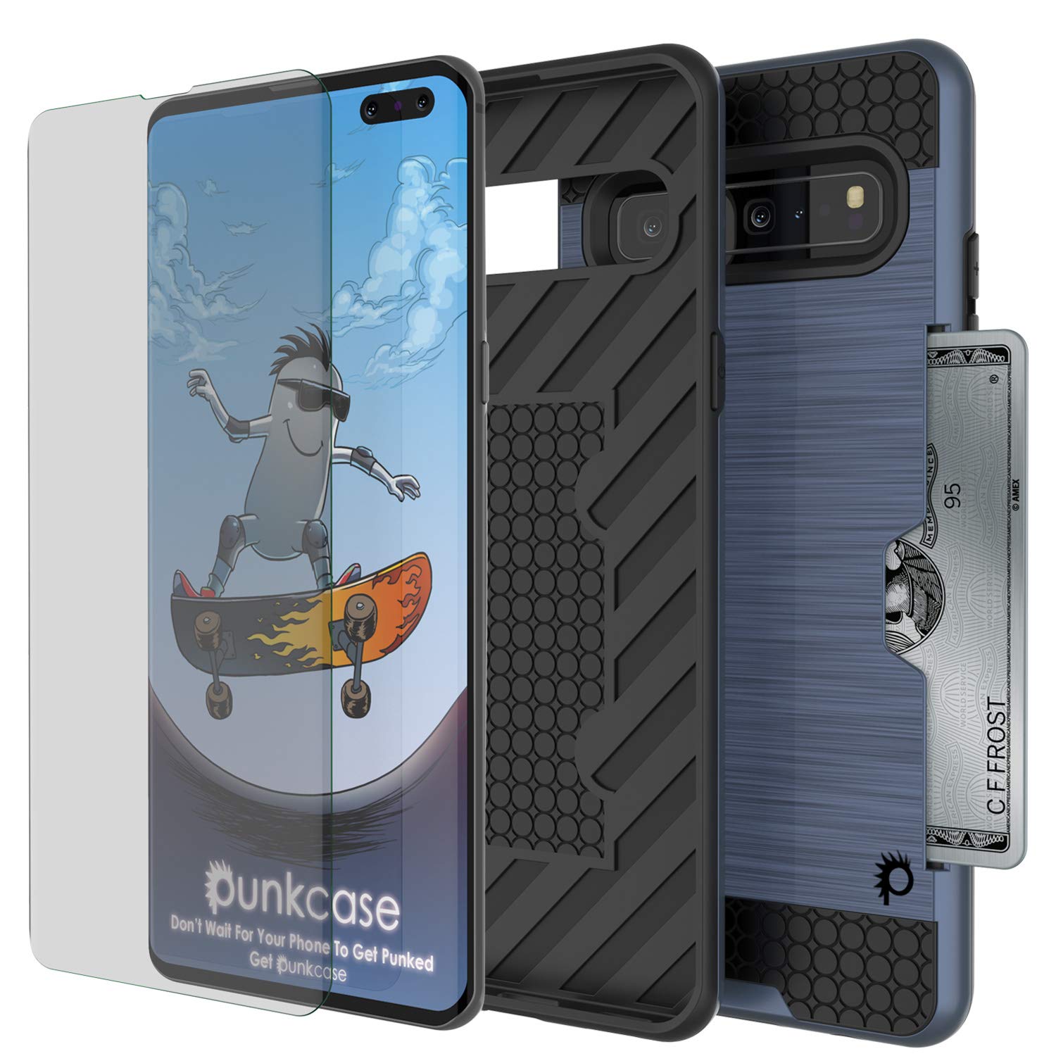 Galaxy S10 5G  Case, PUNKcase [SLOT Series] [Slim Fit] Dual-Layer Armor Cover w/Integrated Anti-Shock System, Credit Card Slot [Navy]