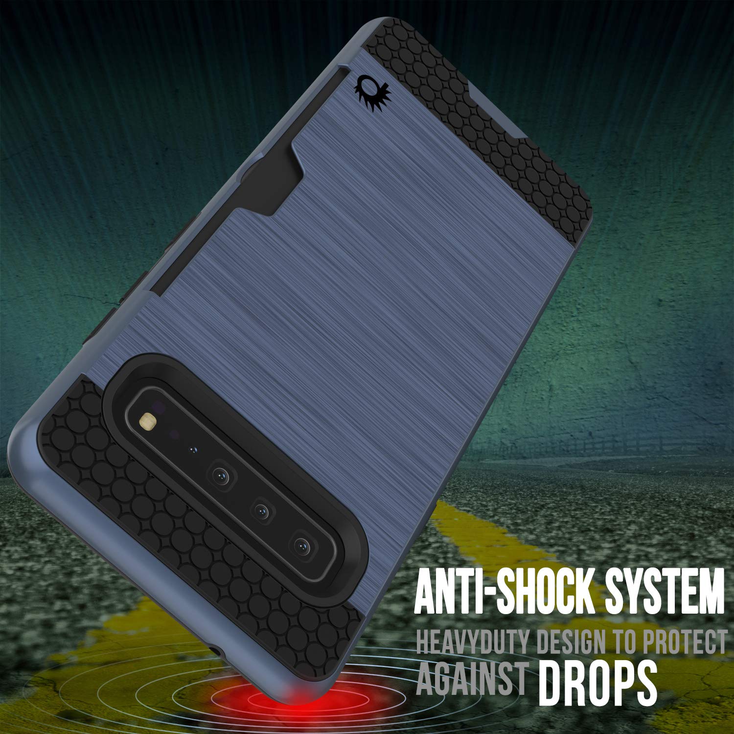 Galaxy S10 5G  Case, PUNKcase [SLOT Series] [Slim Fit] Dual-Layer Armor Cover w/Integrated Anti-Shock System, Credit Card Slot [Navy]