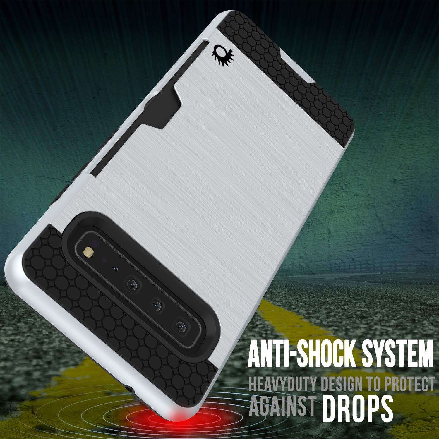 Galaxy S10 5G  Case, PUNKcase [SLOT Series] [Slim Fit] Dual-Layer Armor Cover w/Integrated Anti-Shock System, Credit Card Slot [White]