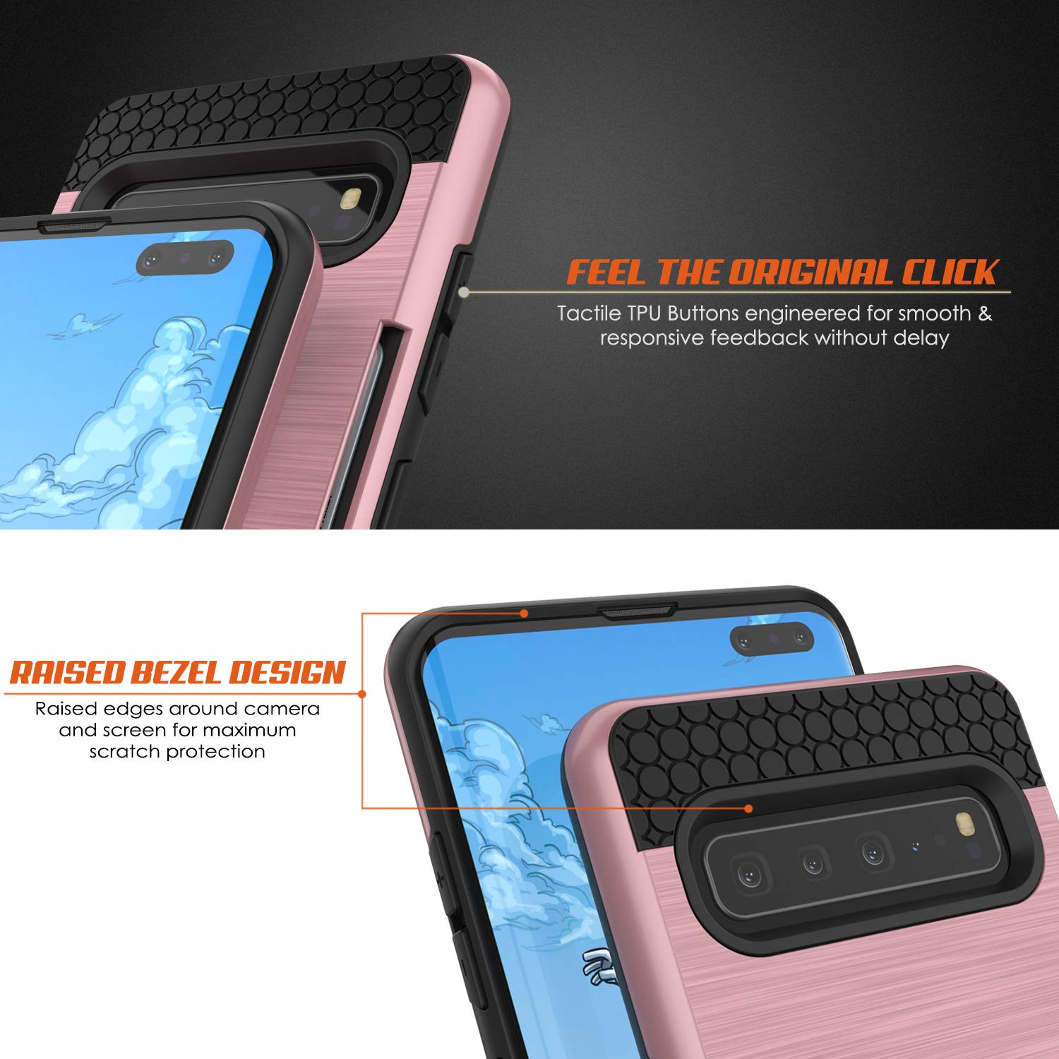 Galaxy S10 5G  Case, PUNKcase [SLOT Series] [Slim Fit] Dual-Layer Armor Cover w/Integrated Anti-Shock System, Credit Card Slot [Rose Gold]