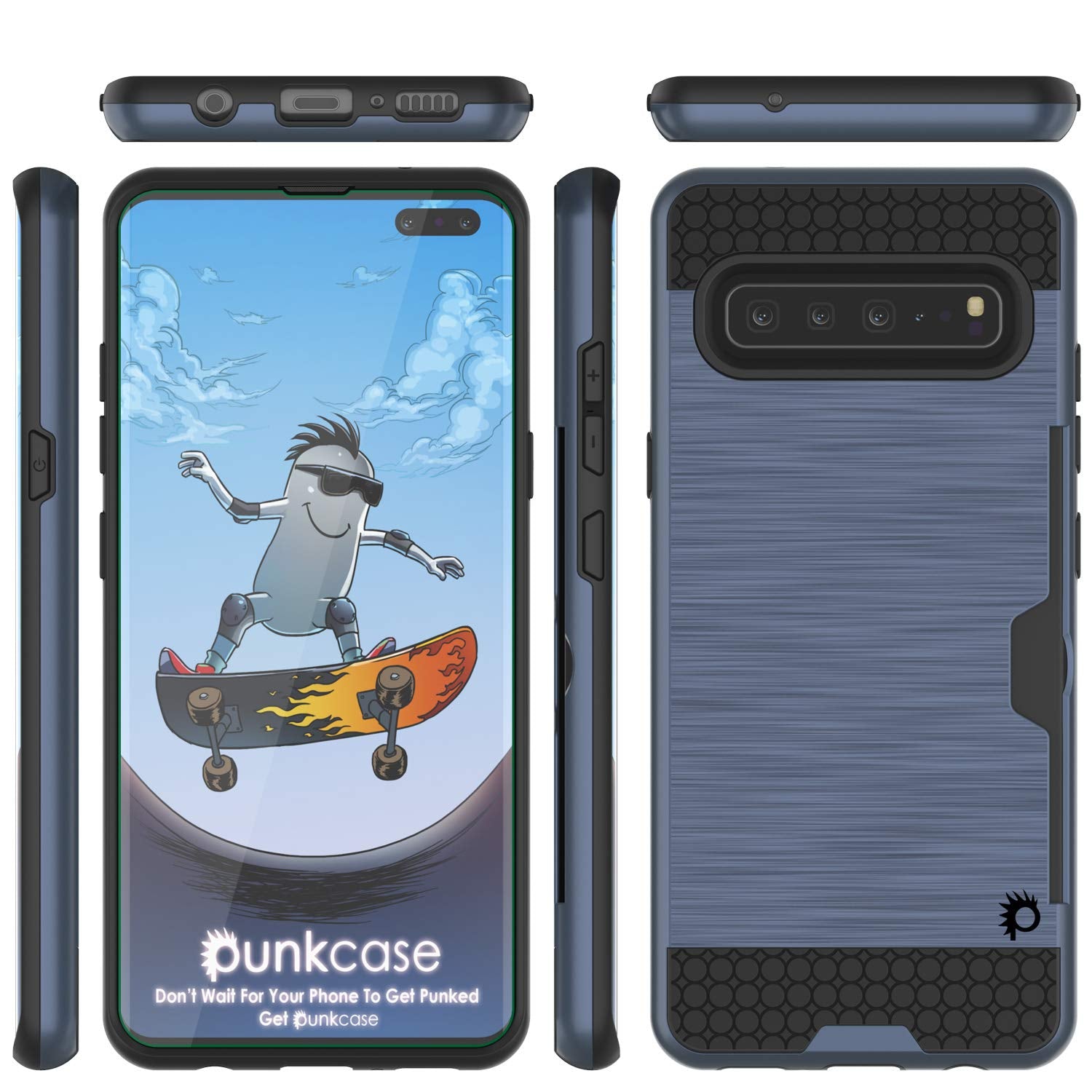 Galaxy S10 5G  Case, PUNKcase [SLOT Series] [Slim Fit] Dual-Layer Armor Cover w/Integrated Anti-Shock System, Credit Card Slot [Navy]