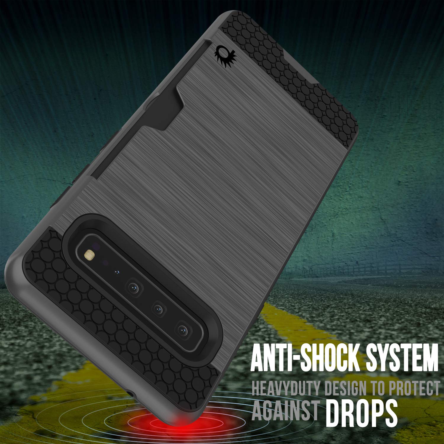 Galaxy S10 5G  Case, PUNKcase [SLOT Series] [Slim Fit] Dual-Layer Armor Cover w/Integrated Anti-Shock System, Credit Card Slot [Grey]