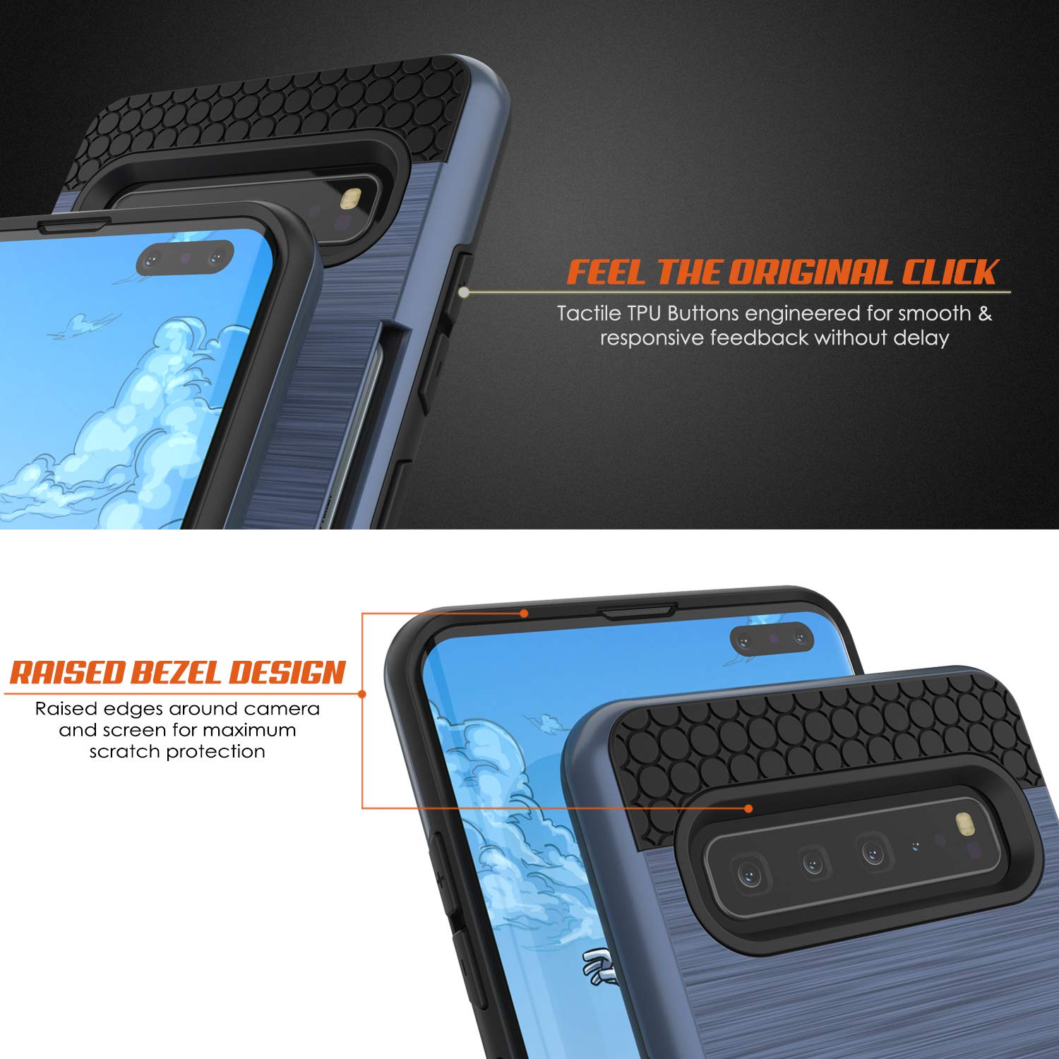 Galaxy S10 5G  Case, PUNKcase [SLOT Series] [Slim Fit] Dual-Layer Armor Cover w/Integrated Anti-Shock System, Credit Card Slot [Navy]