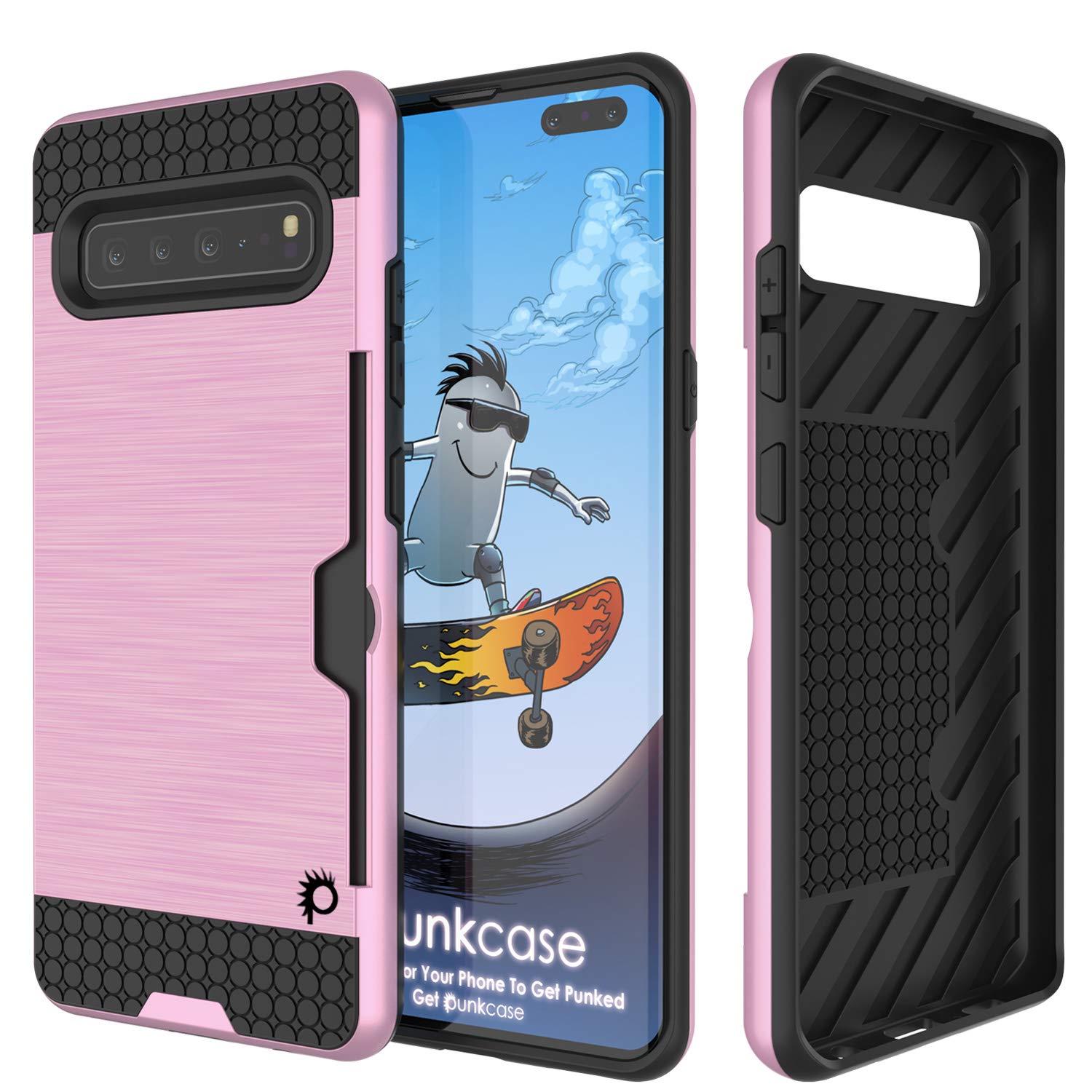 Galaxy S10 5G  Case, PUNKcase [SLOT Series] [Slim Fit] Dual-Layer Armor Cover w/Integrated Anti-Shock System, Credit Card Slot [Pink]