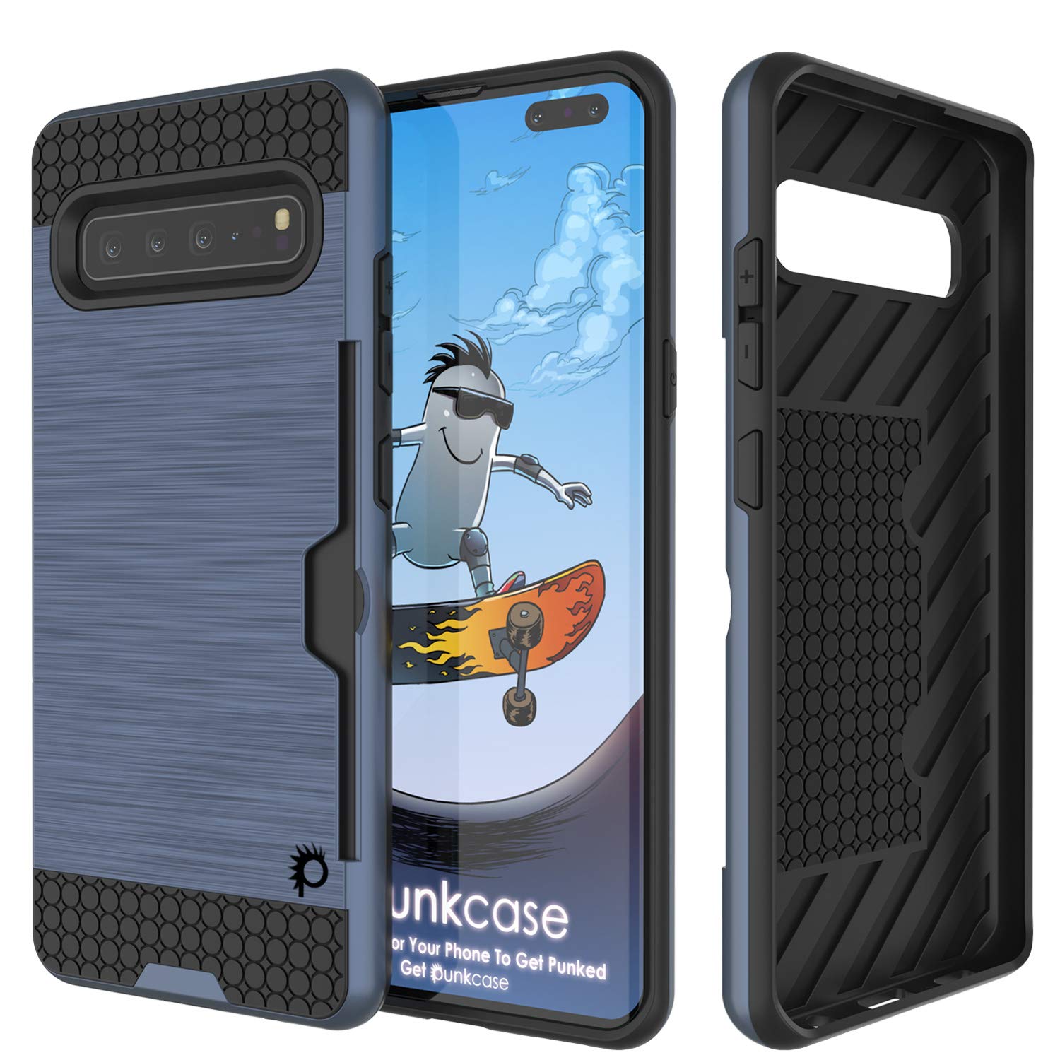 Galaxy S10 5G  Case, PUNKcase [SLOT Series] [Slim Fit] Dual-Layer Armor Cover w/Integrated Anti-Shock System, Credit Card Slot [Navy]