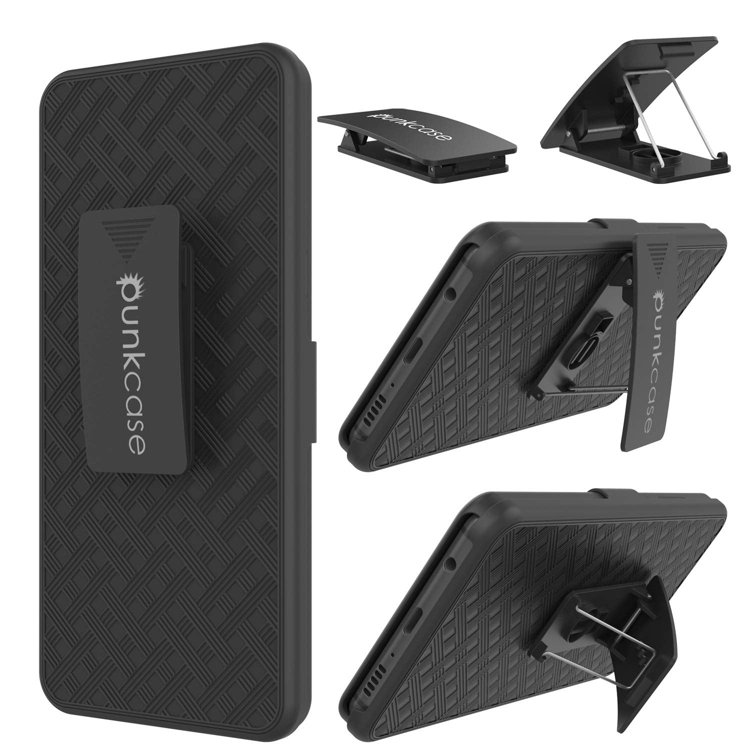Punkcase Galaxy S10 5G Case With Screen Protector, Holster Belt Clip [Black]