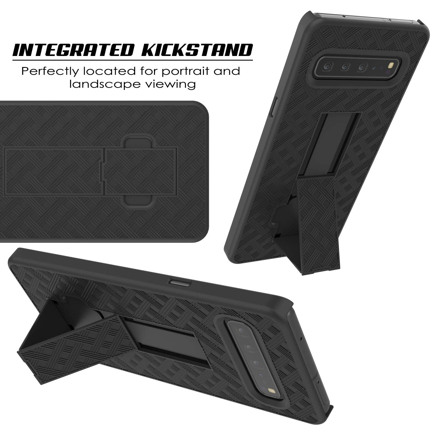 Punkcase Galaxy S10 5G Case With Screen Protector, Holster Belt Clip [Black]