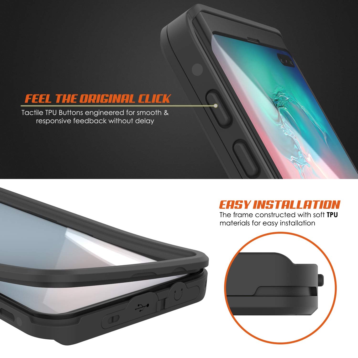 Galaxy S10 5G Waterproof Case PunkCase StudStar Clear Thin 6.6ft Underwater IP68 Shock/Snow Proof