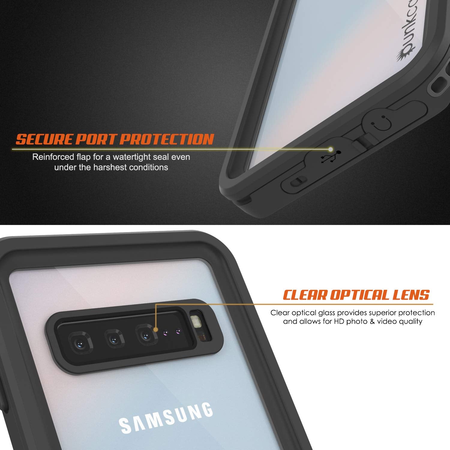 Galaxy S10 5G Waterproof Case PunkCase StudStar Clear Thin 6.6ft