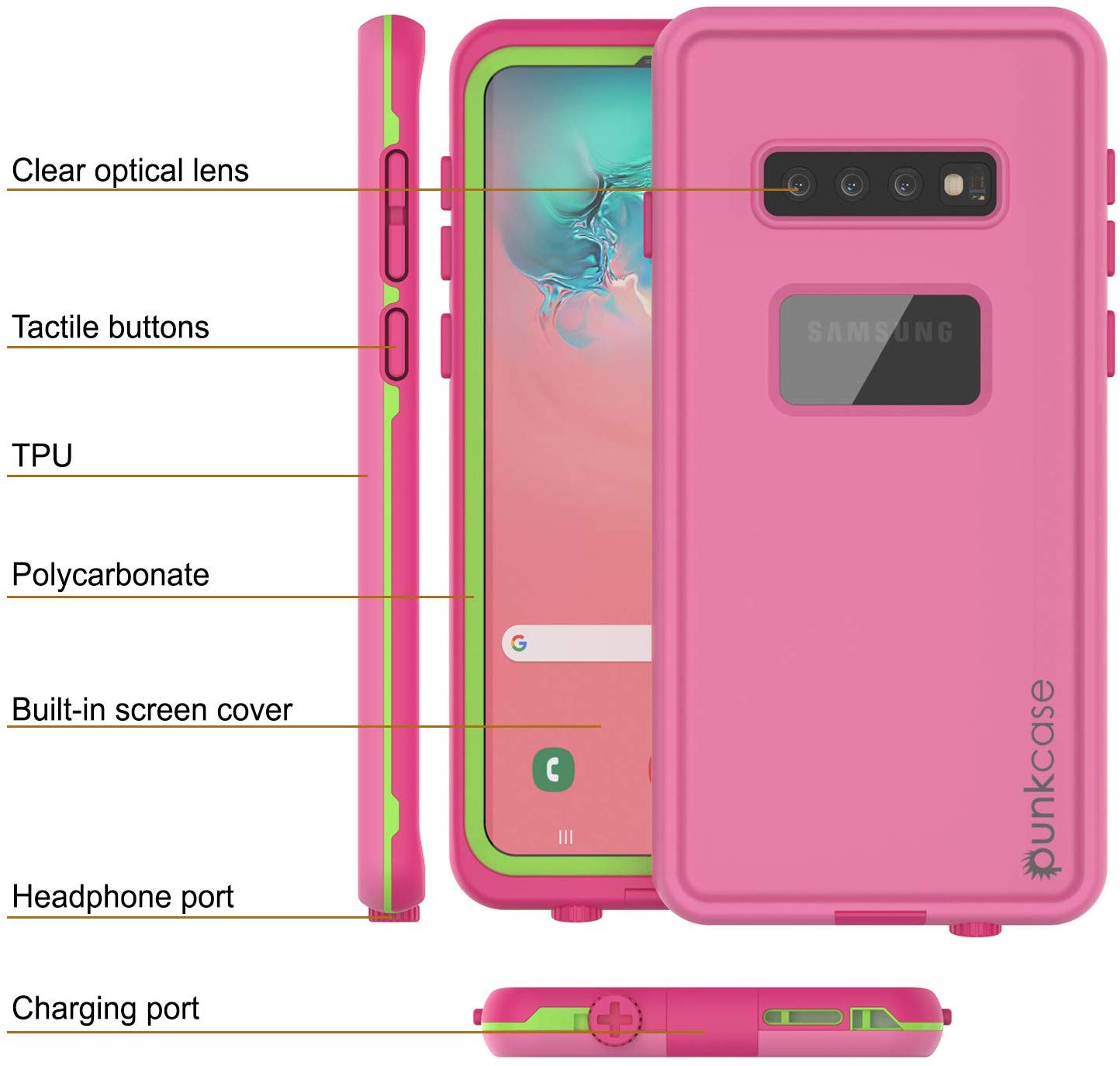 Punkcase S10 Waterproof Case [Aqua Series] Armor Cover [Pink]