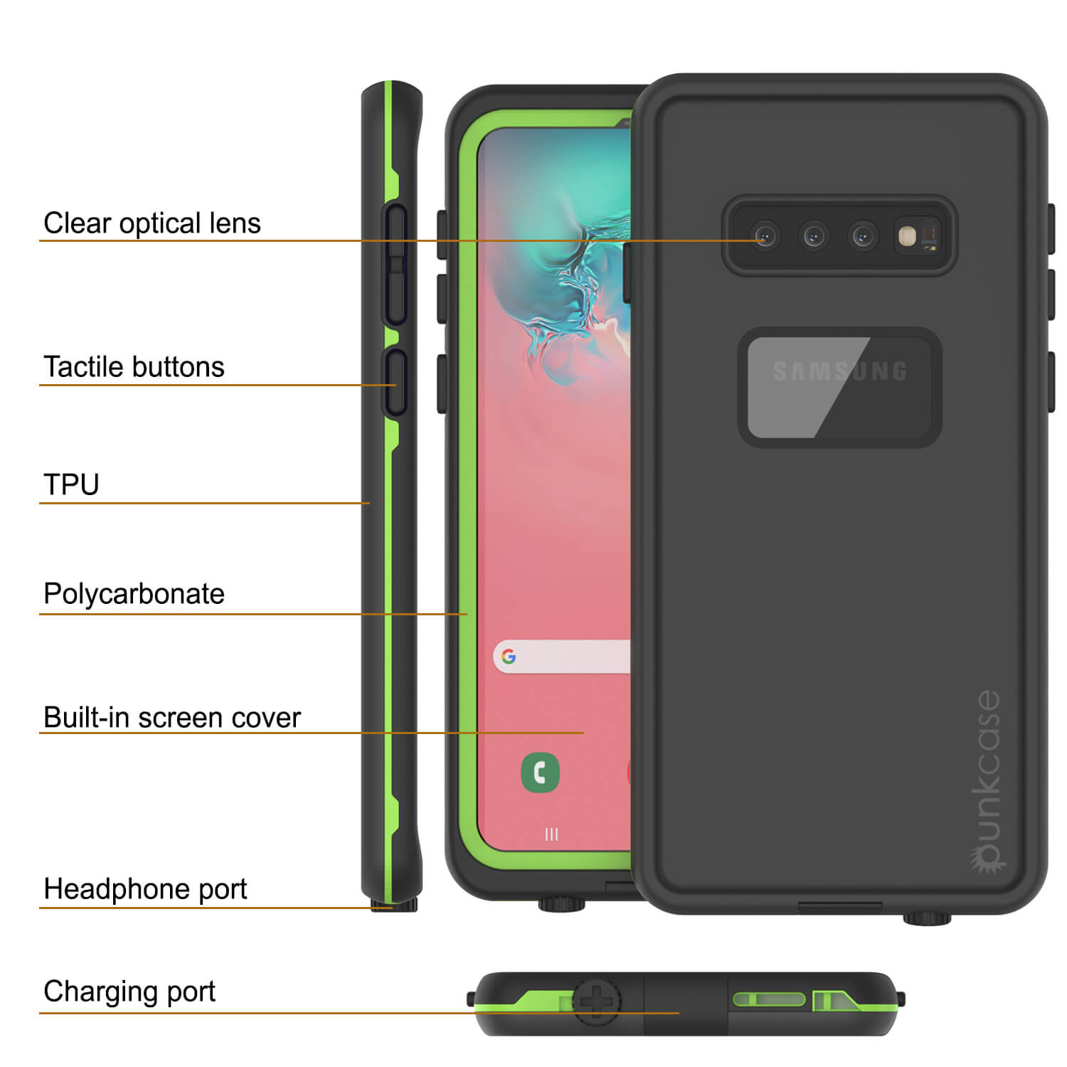 Punkcase S10 Waterproof Case [Aqua Series] Armor Cover [Black]