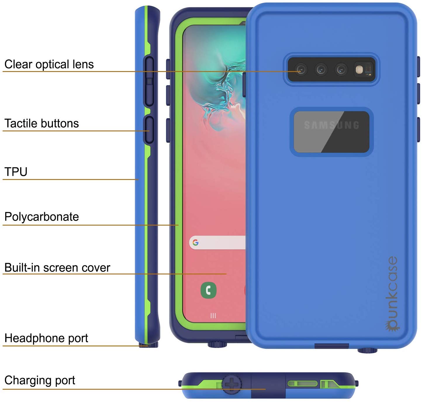 Punkcase S10 Waterproof Case [Aqua Series] Armor Cover [Blue]