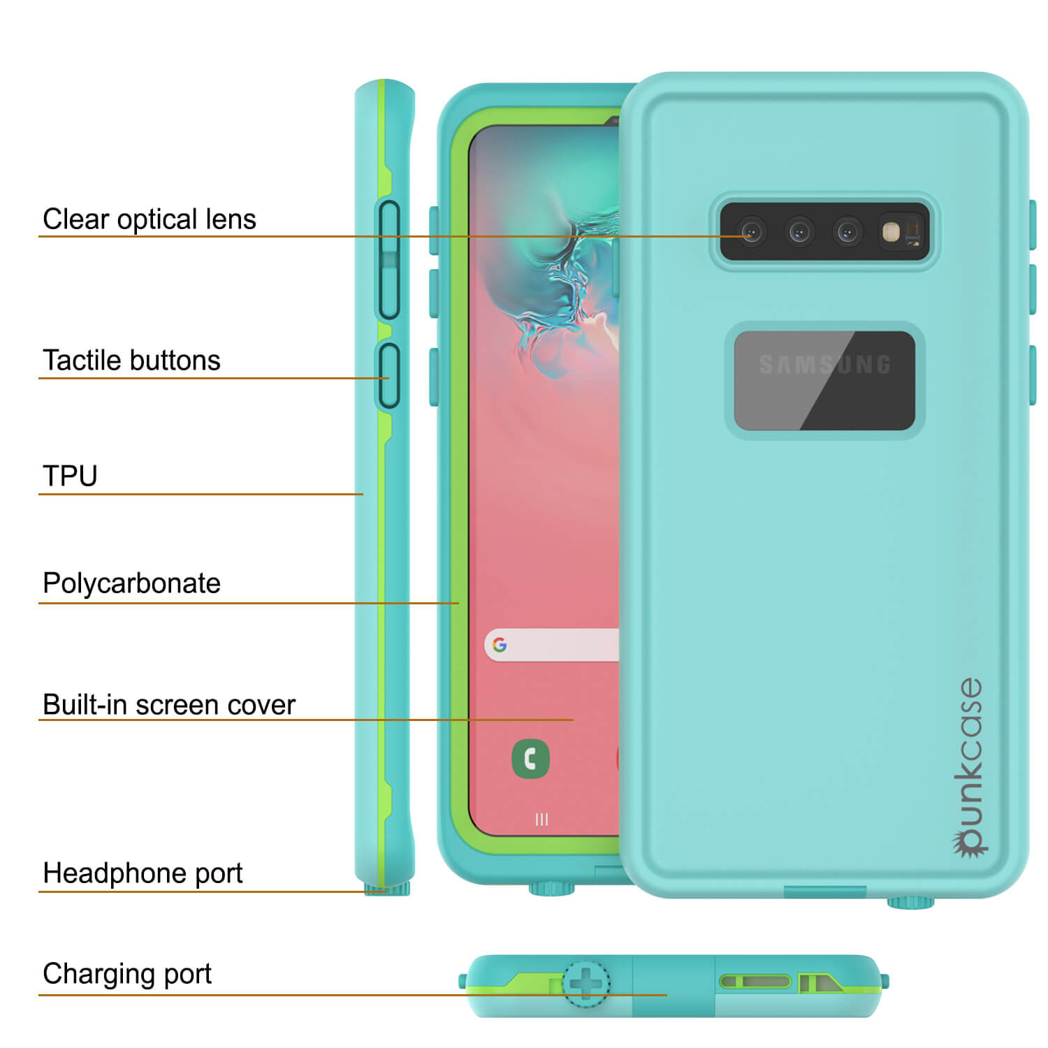 Punkcase S10 Waterproof Case [Aqua Series] Armor Cover [Teal]