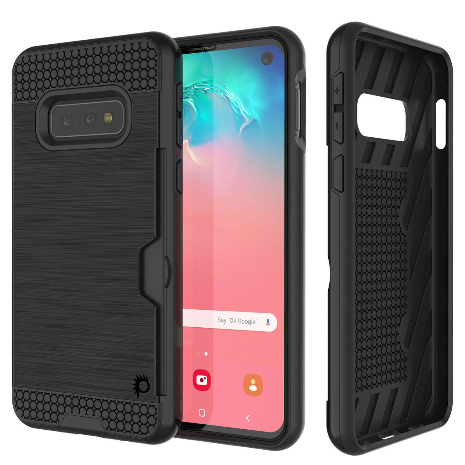 Galaxy S10e Case, PUNKcase [SLOT Series] [Slim Fit] Dual-Layer Armor Cover w/Integrated Anti-Shock System, Credit Card Slot [Black]