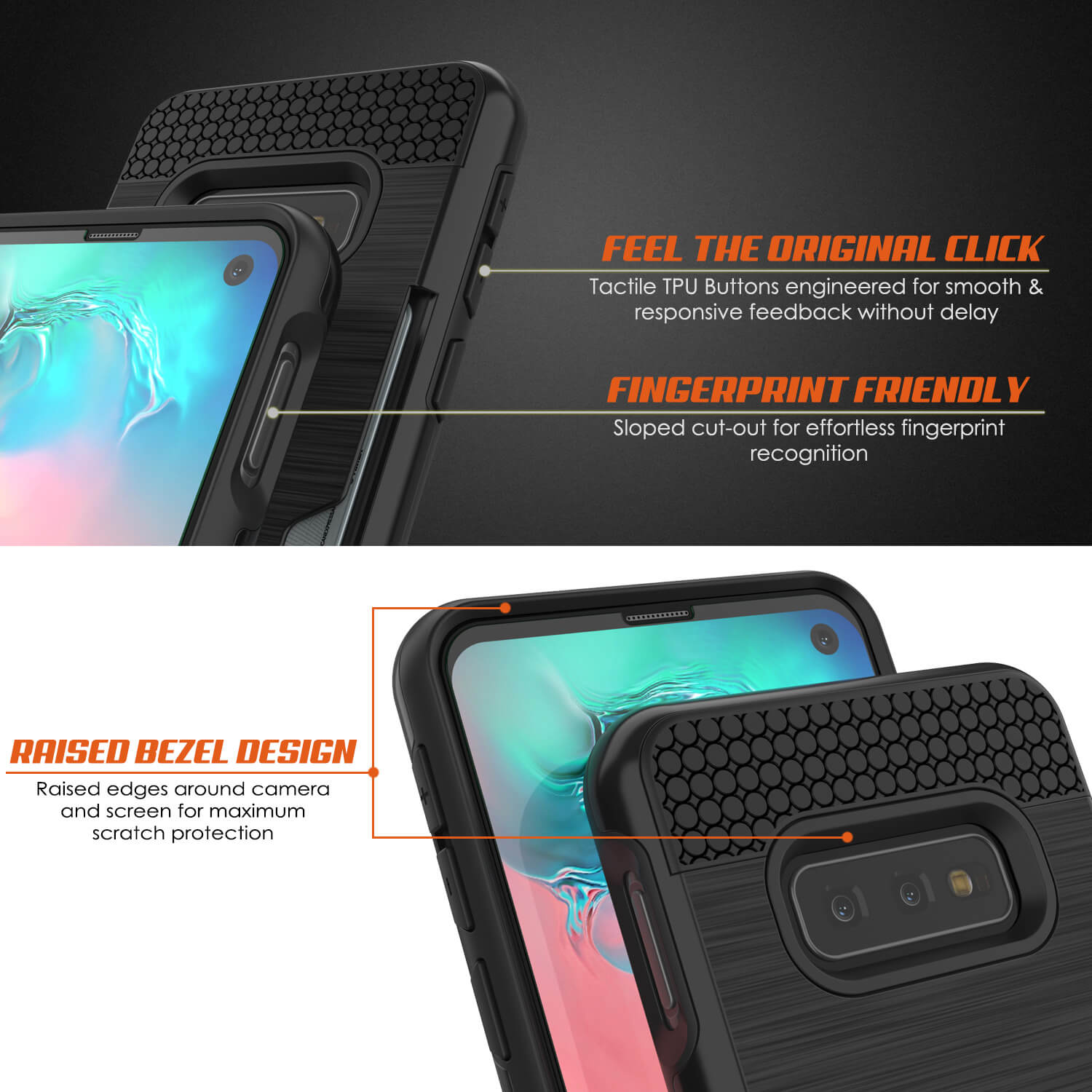 Galaxy S10e Case, PUNKcase [SLOT Series] [Slim Fit] Dual-Layer Armor Cover w/Integrated Anti-Shock System, Credit Card Slot [Black]