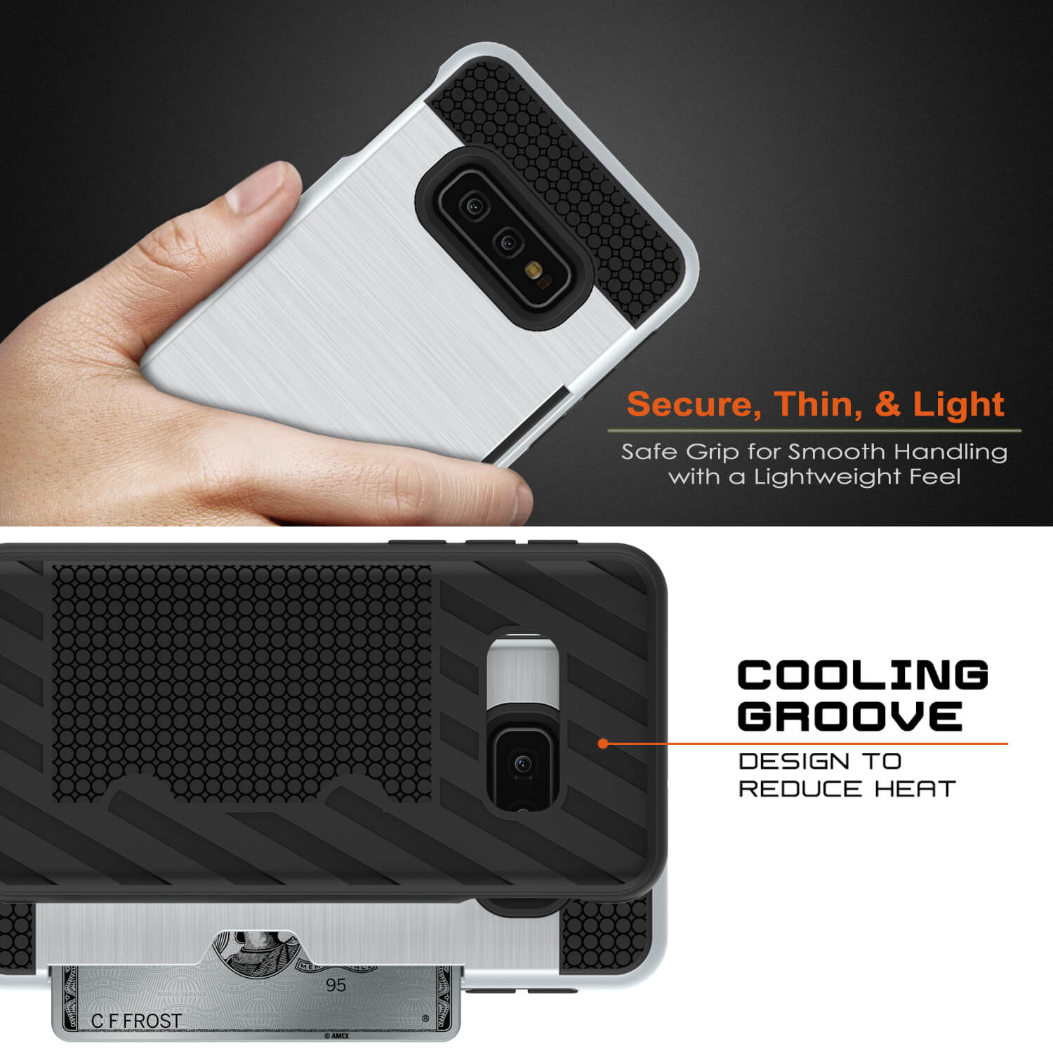 Galaxy S10e Case, PUNKcase [SLOT Series] [Slim Fit] Dual-Layer Armor Cover w/Integrated Anti-Shock System, Credit Card Slot [White]