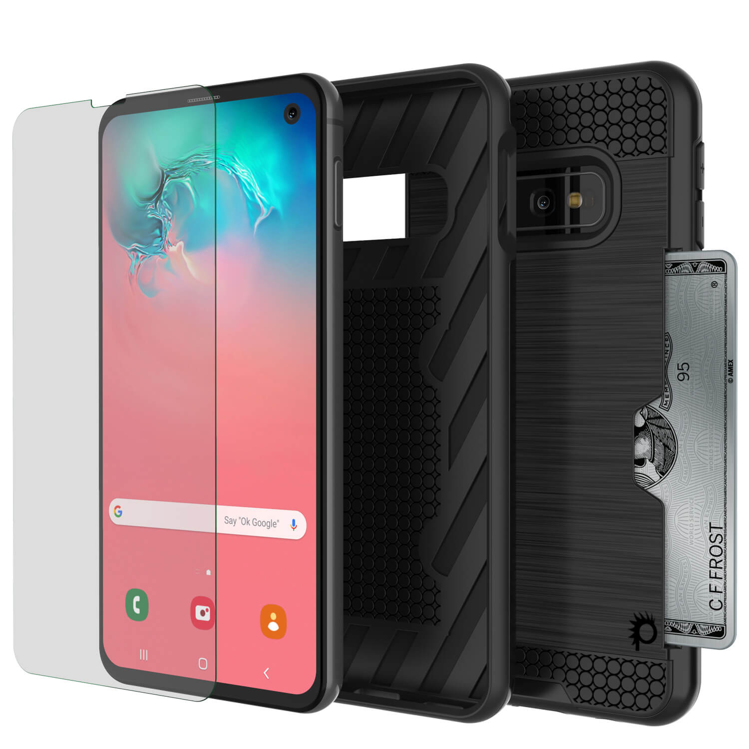 Galaxy S10e Case, PUNKcase [SLOT Series] [Slim Fit] Dual-Layer Armor Cover w/Integrated Anti-Shock System, Credit Card Slot [Black]