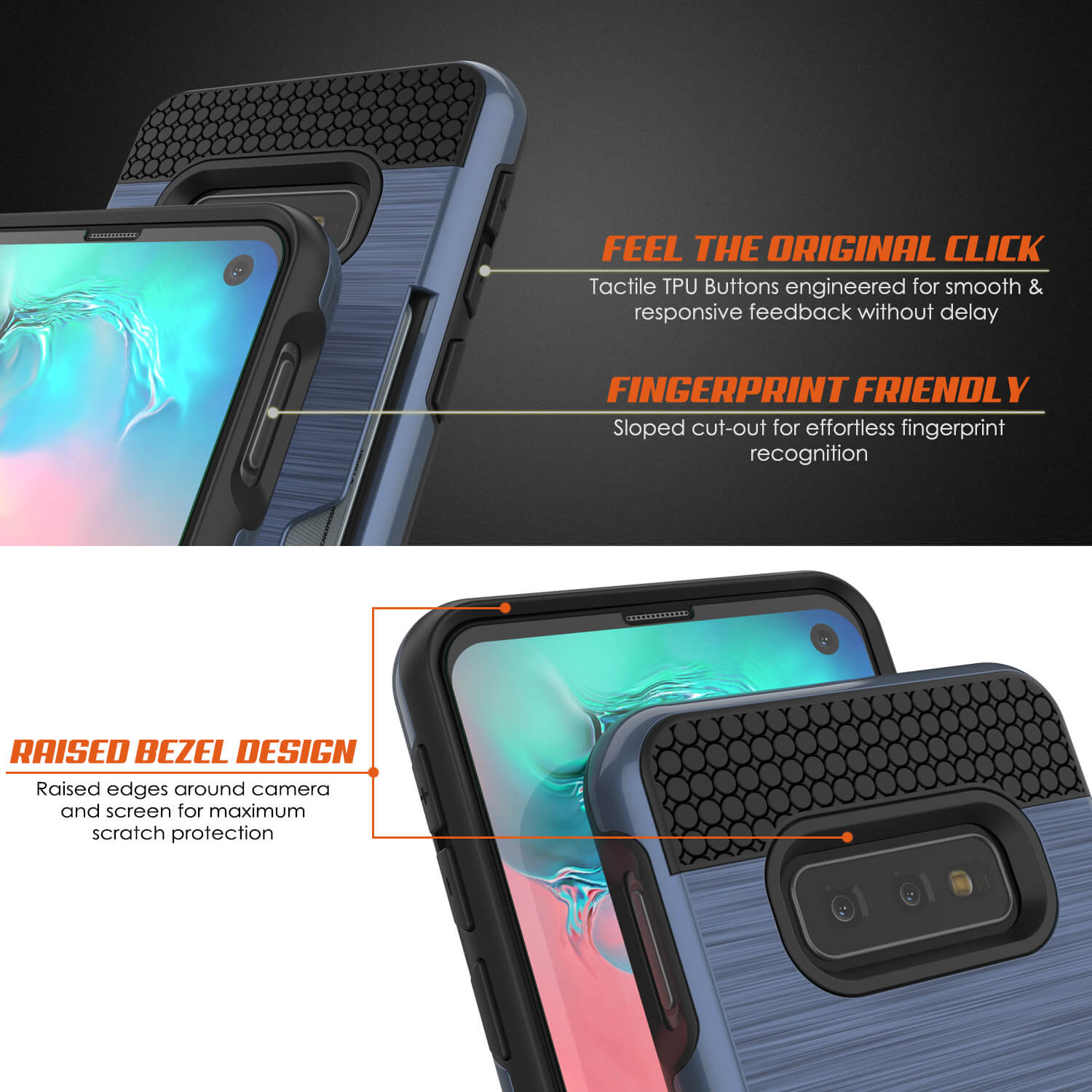 Galaxy S10e Case, PUNKcase [SLOT Series] [Slim Fit] Dual-Layer Armor Cover w/Integrated Anti-Shock System, Credit Card Slot [Navy]