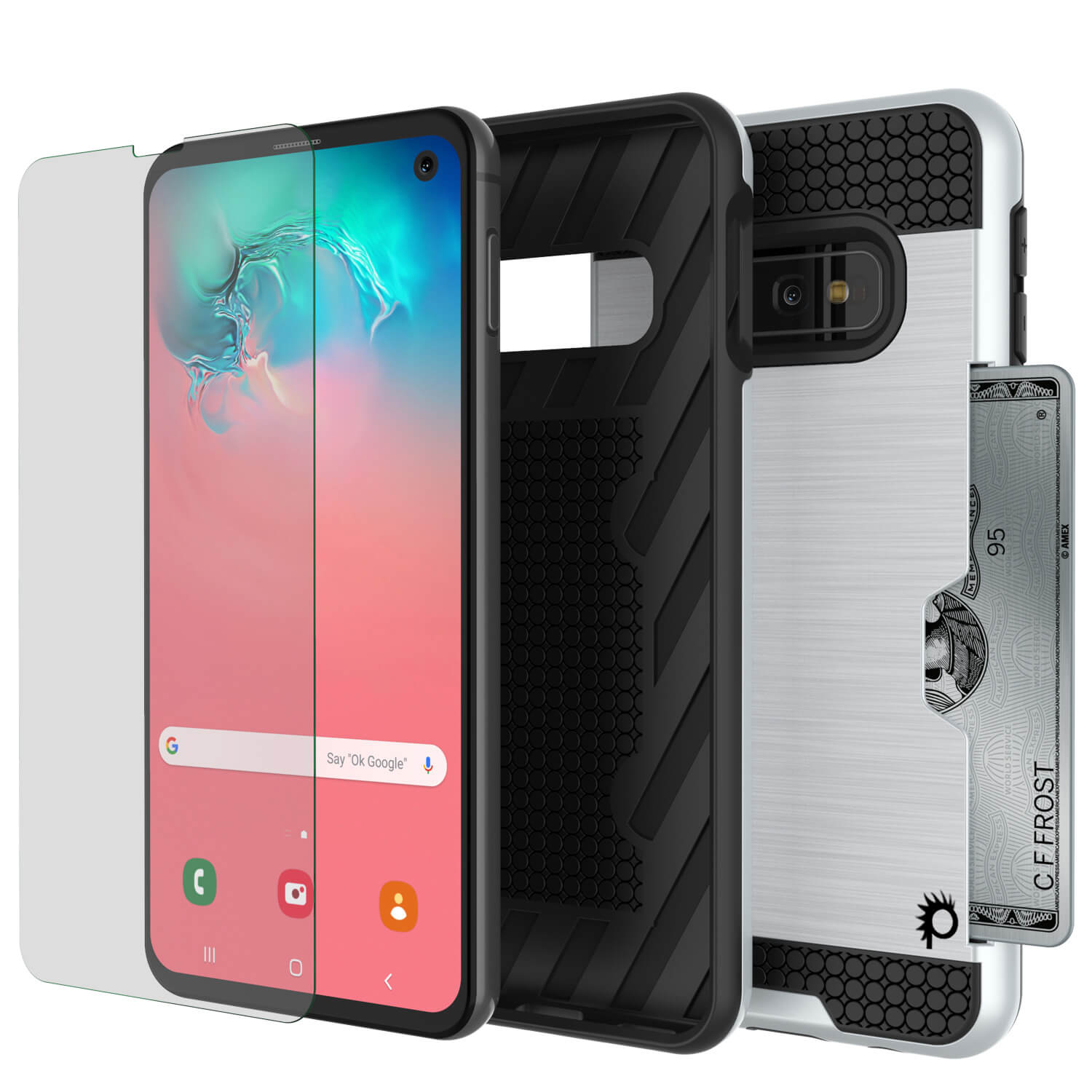 Galaxy S10e Case, PUNKcase [SLOT Series] [Slim Fit] Dual-Layer Armor Cover w/Integrated Anti-Shock System, Credit Card Slot [White]