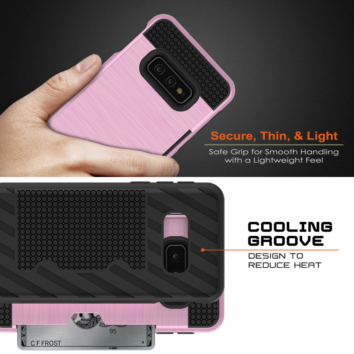 Galaxy S10e Case, PUNKcase [SLOT Series] [Slim Fit] Dual-Layer Armor Cover w/Integrated Anti-Shock System, Credit Card Slot [Pink]