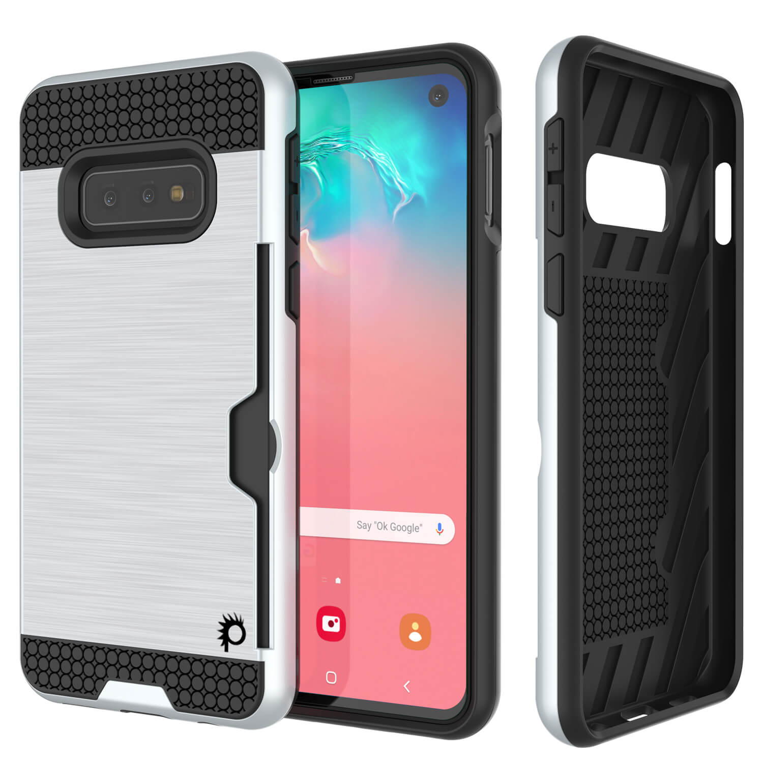 Galaxy S10e Case, PUNKcase [SLOT Series] [Slim Fit] Dual-Layer Armor Cover w/Integrated Anti-Shock System, Credit Card Slot [White]