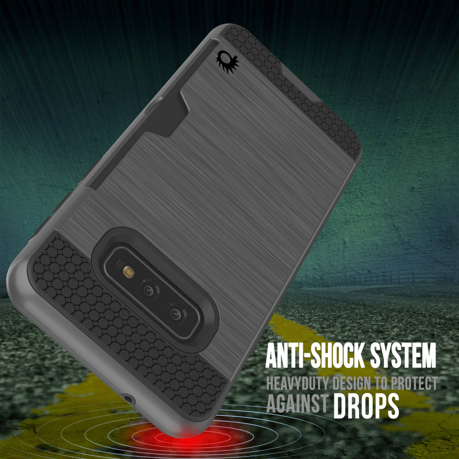 Galaxy S10e Case, PUNKcase [SLOT Series] [Slim Fit] Dual-Layer Armor Cover w/Integrated Anti-Shock System, Credit Card Slot [Grey]