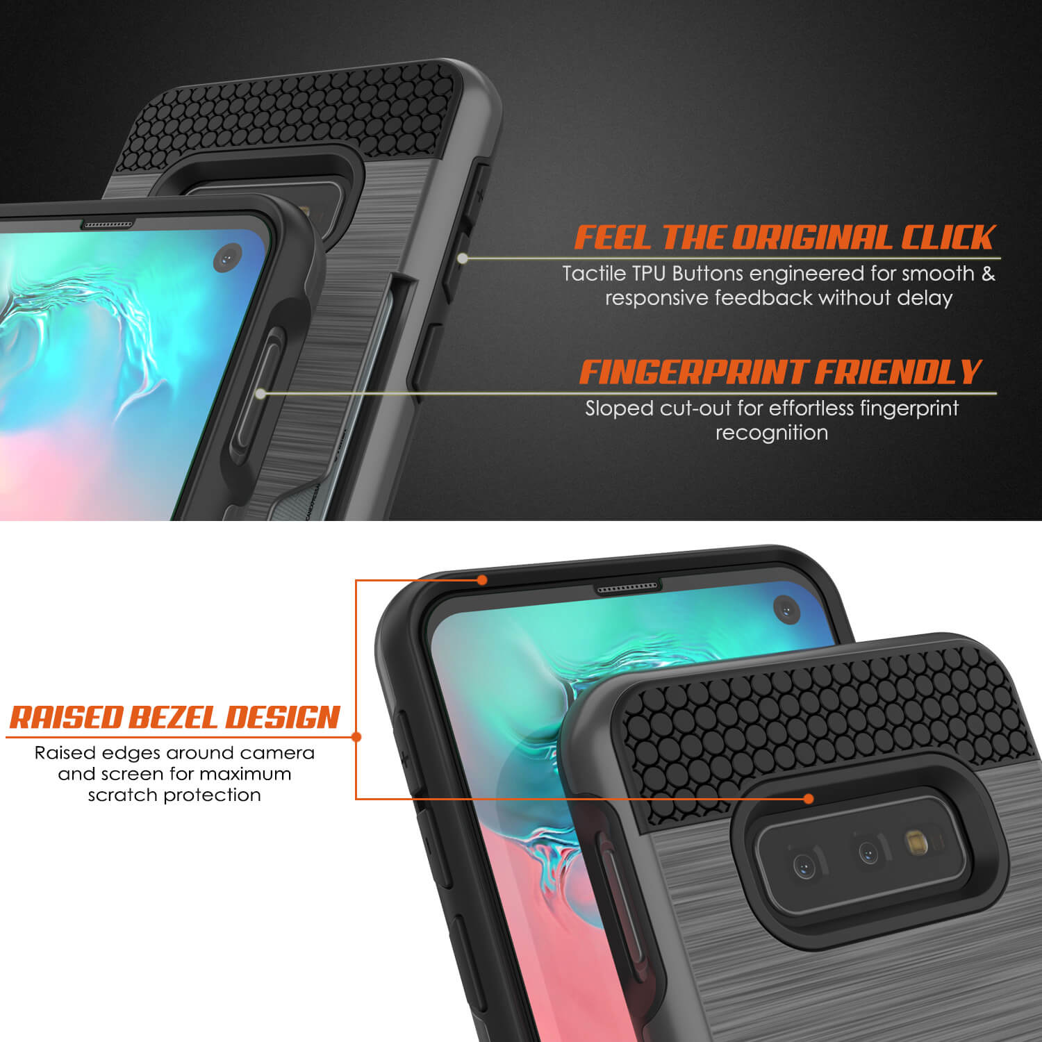 Galaxy S10e Case, PUNKcase [SLOT Series] [Slim Fit] Dual-Layer Armor Cover w/Integrated Anti-Shock System, Credit Card Slot [Grey]