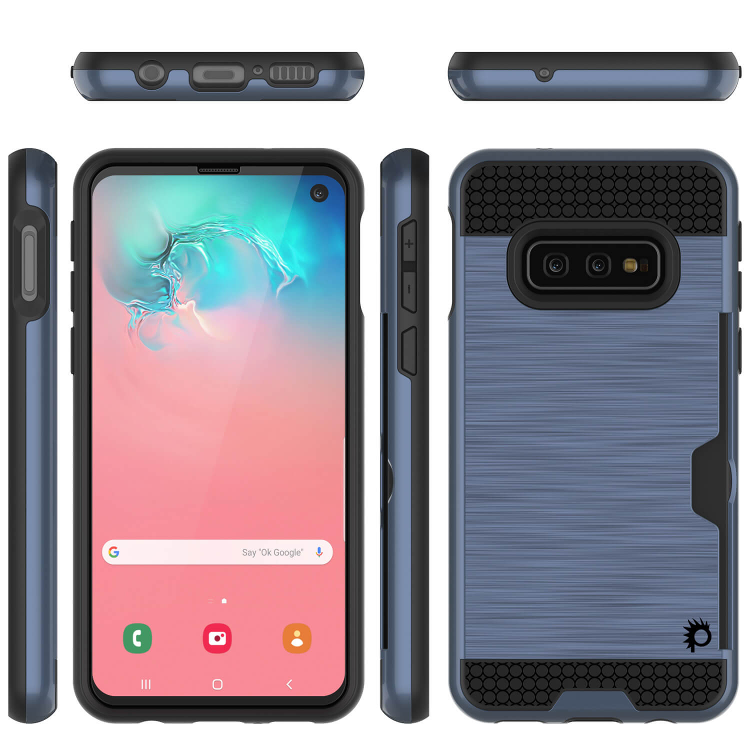 Galaxy S10e Case, PUNKcase [SLOT Series] [Slim Fit] Dual-Layer Armor Cover w/Integrated Anti-Shock System, Credit Card Slot [Navy]