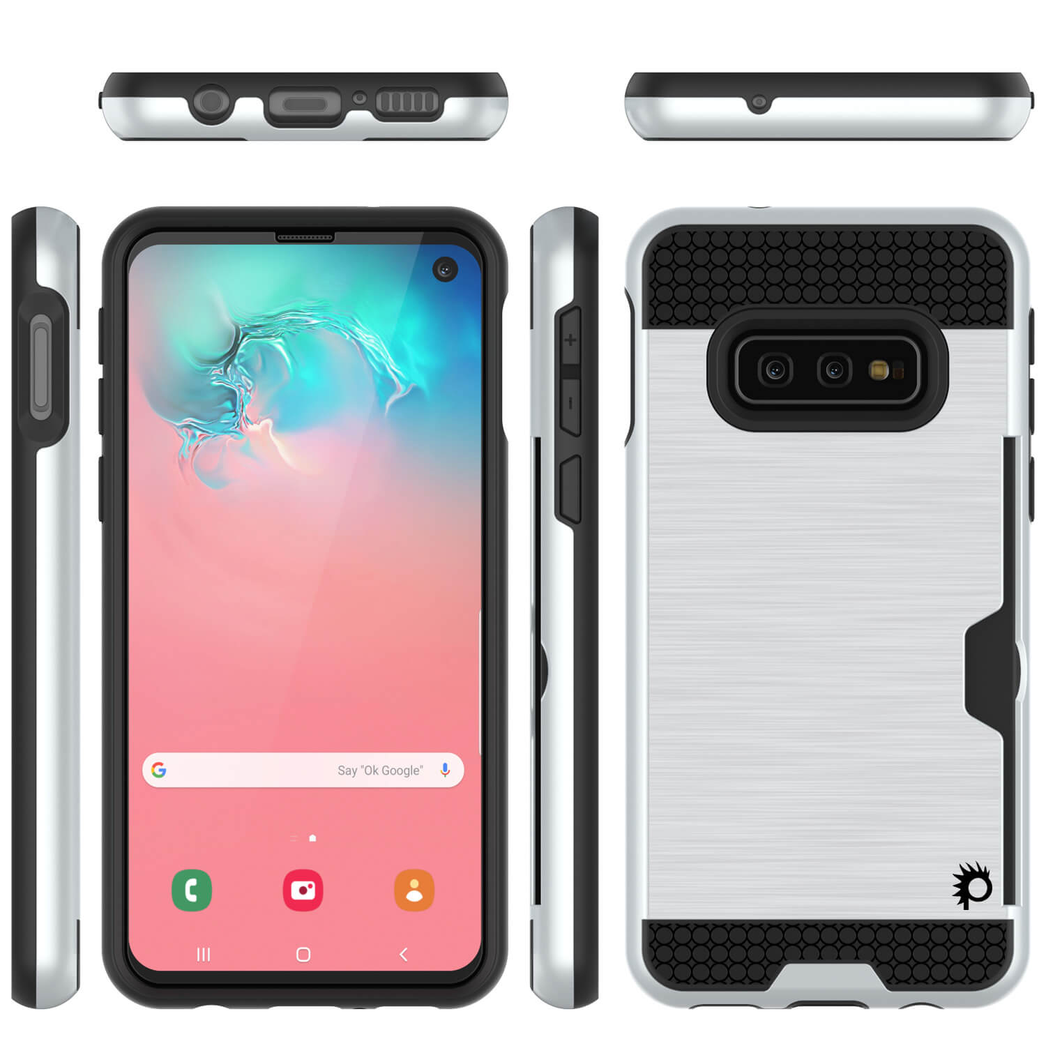 Galaxy S10e Case, PUNKcase [SLOT Series] [Slim Fit] Dual-Layer Armor Cover w/Integrated Anti-Shock System, Credit Card Slot [White]