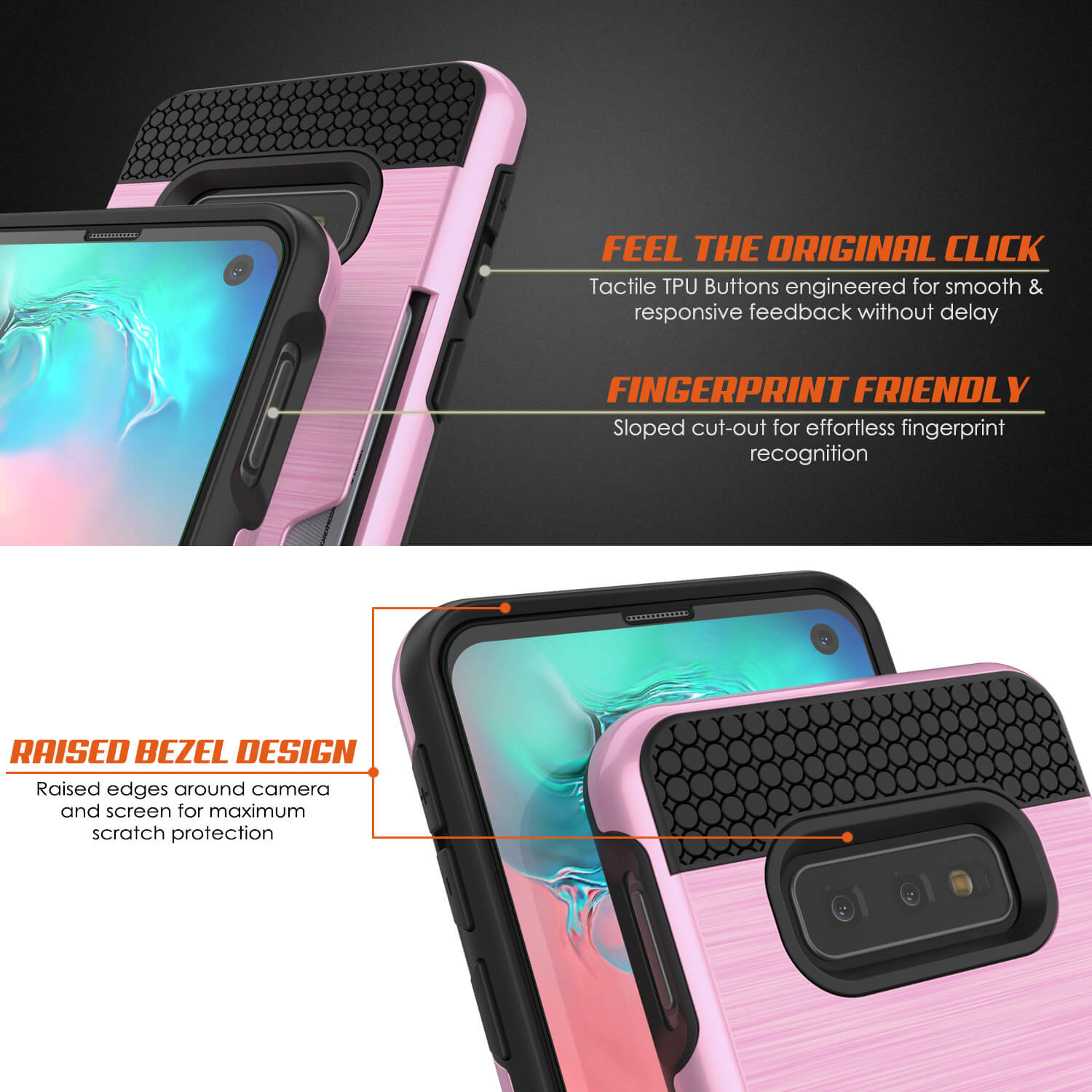 Galaxy S10e Case, PUNKcase [SLOT Series] [Slim Fit] Dual-Layer Armor Cover w/Integrated Anti-Shock System, Credit Card Slot [Pink]