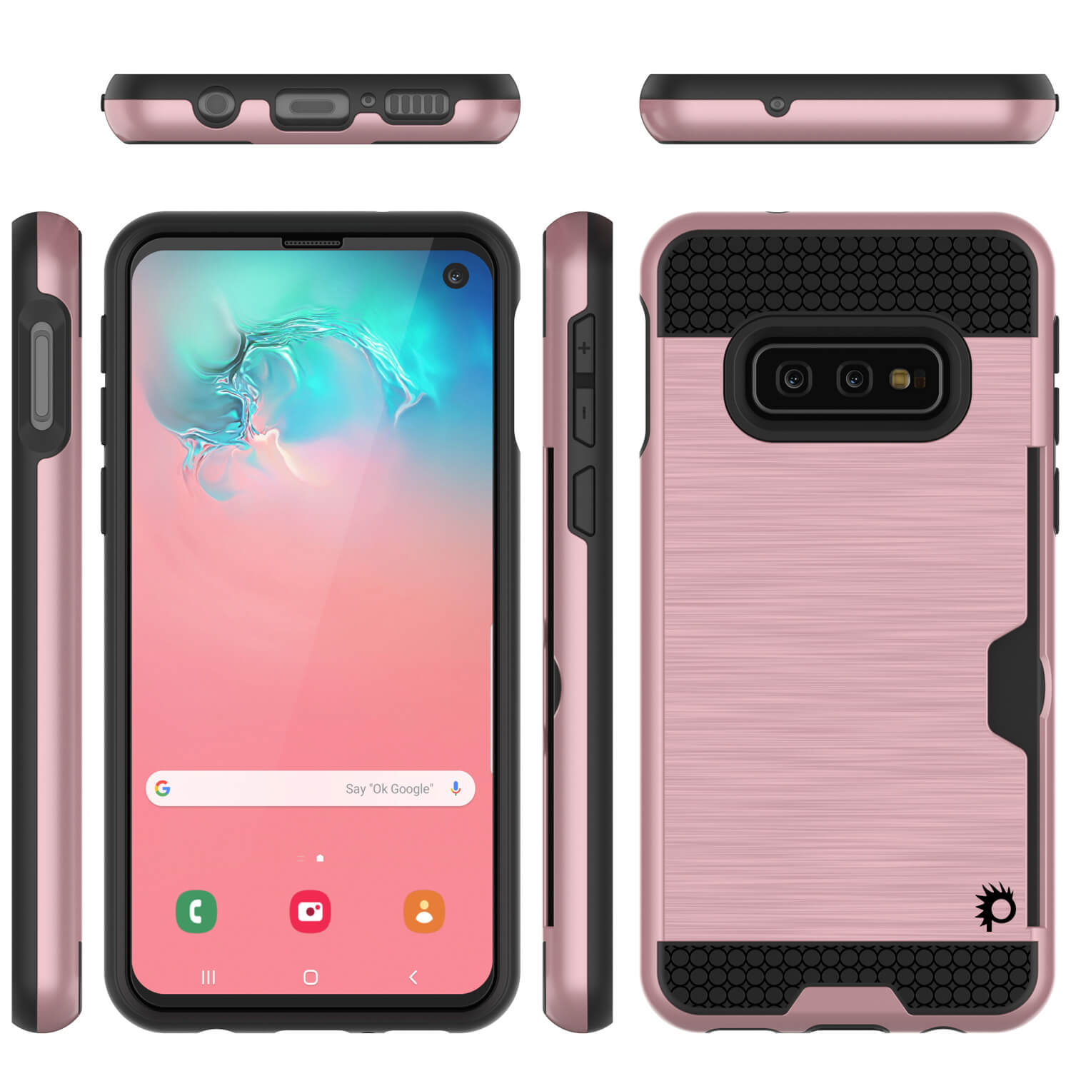 Galaxy S10e Case, PUNKcase [SLOT Series] [Slim Fit] Dual-Layer Armor Cover w/Integrated Anti-Shock System, Credit Card Slot [Rose Gold]