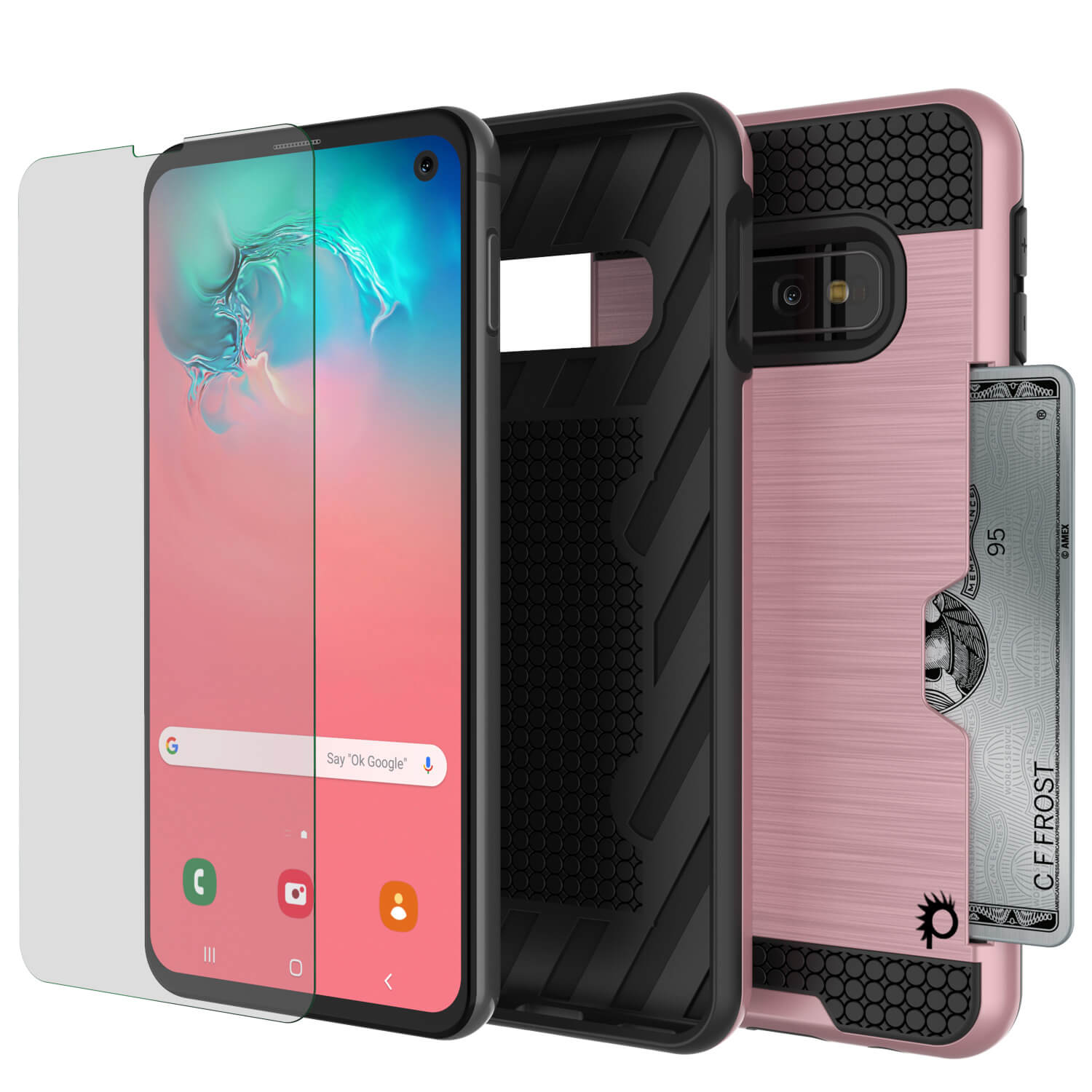 Galaxy S10e Case, PUNKcase [SLOT Series] [Slim Fit] Dual-Layer Armor Cover w/Integrated Anti-Shock System, Credit Card Slot [Rose Gold]