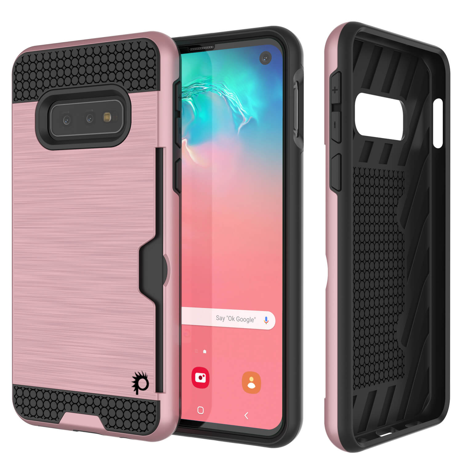 Galaxy S10e Case, PUNKcase [SLOT Series] [Slim Fit] Dual-Layer Armor Cover w/Integrated Anti-Shock System, Credit Card Slot [Rose Gold]