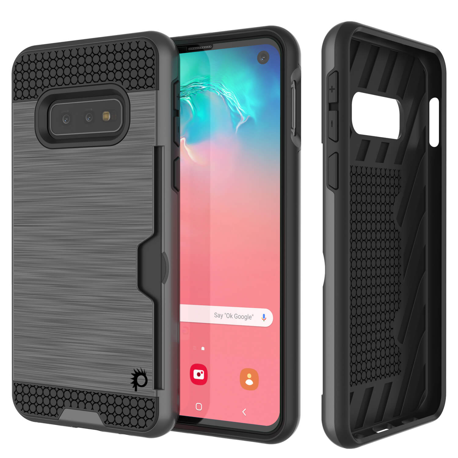 Galaxy S10e Case, PUNKcase [SLOT Series] [Slim Fit] Dual-Layer Armor Cover w/Integrated Anti-Shock System, Credit Card Slot [Grey]