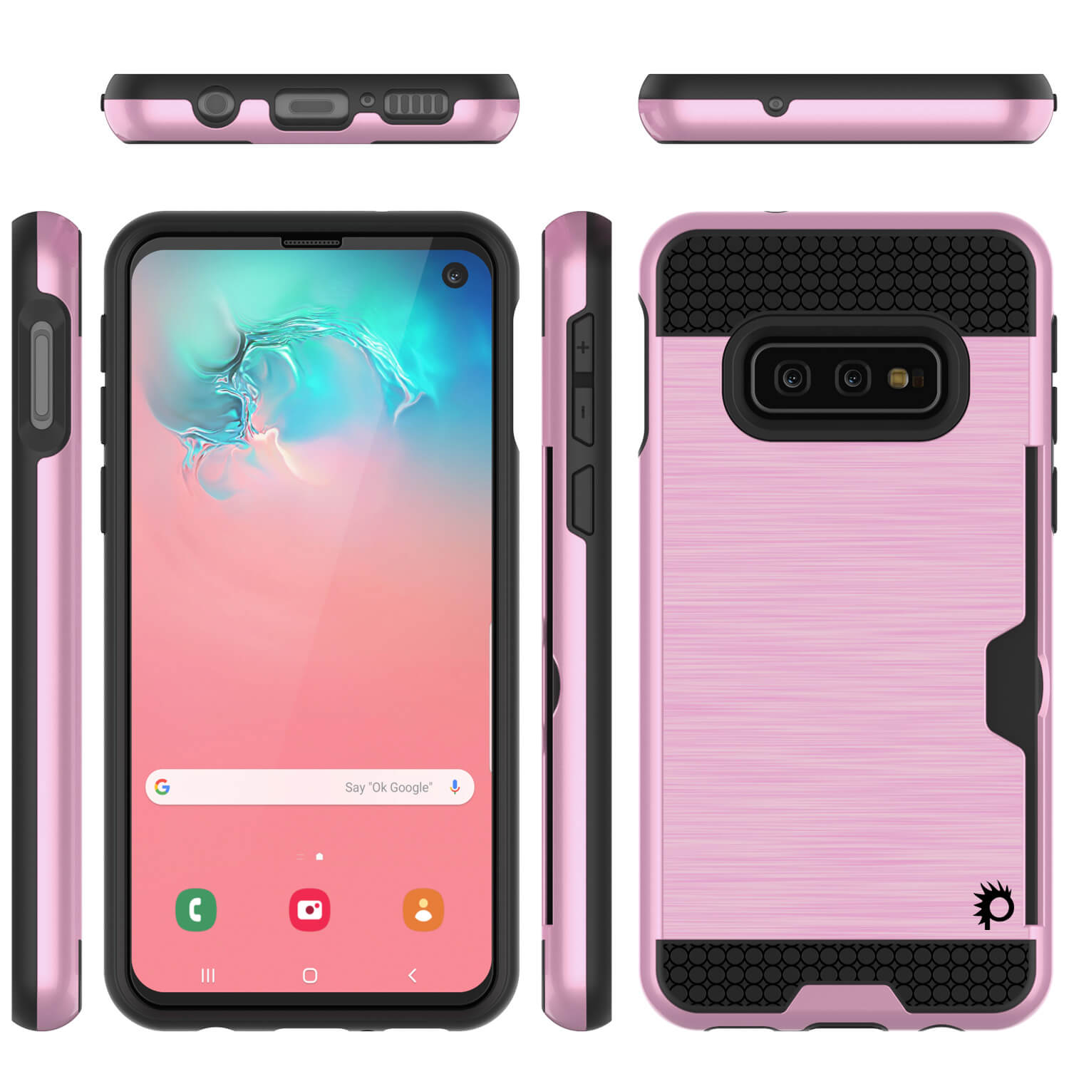Galaxy S10e Case, PUNKcase [SLOT Series] [Slim Fit] Dual-Layer Armor Cover w/Integrated Anti-Shock System, Credit Card Slot [Pink]